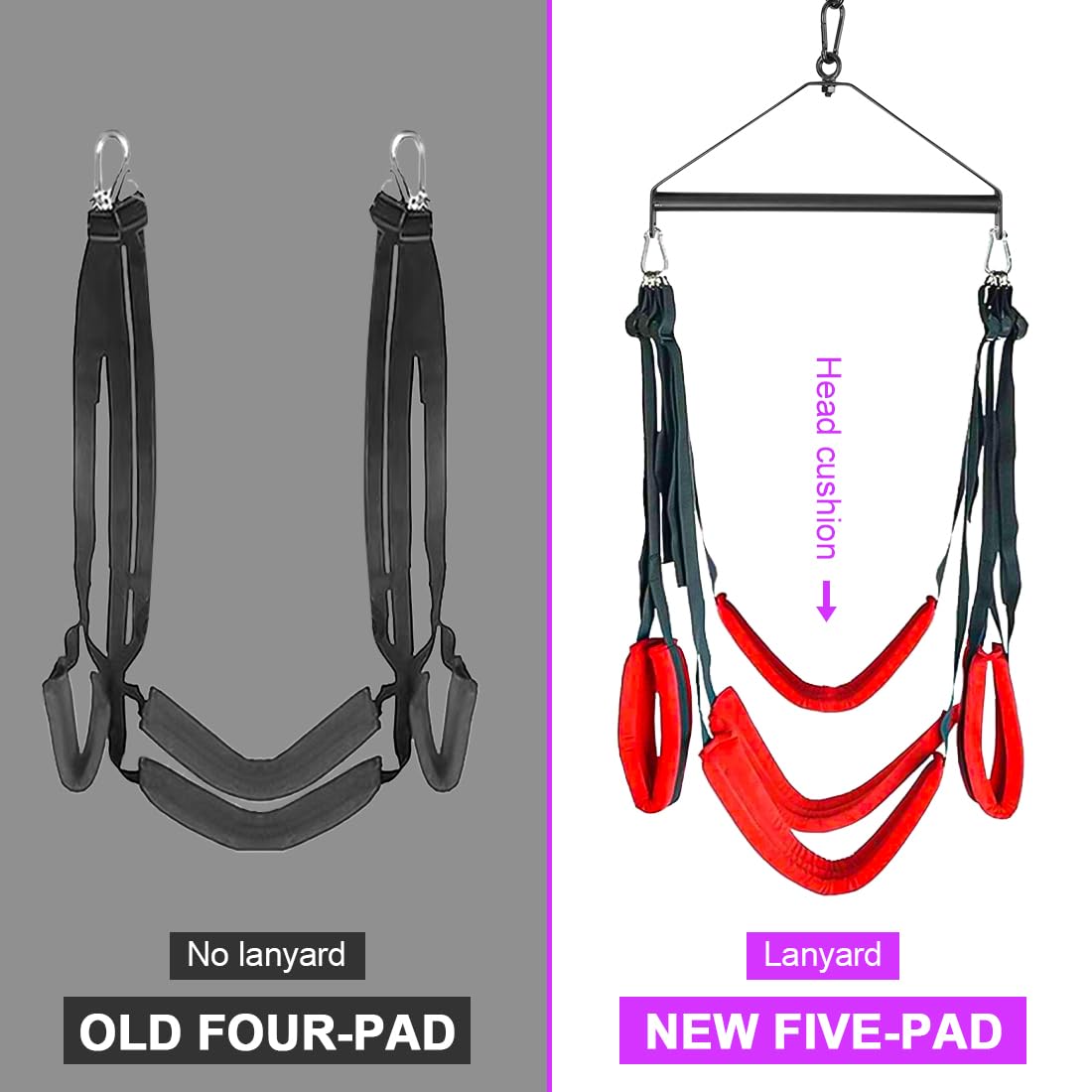 Premium Adult Sex Swing for Couples - Heavy Duty 400 lbs Capacity with Steel Triangle & Spring Support - Adjustable Bondage Restraints for Indoor Use - Perfect for Spicing Up Your Love Life & BDSM Play