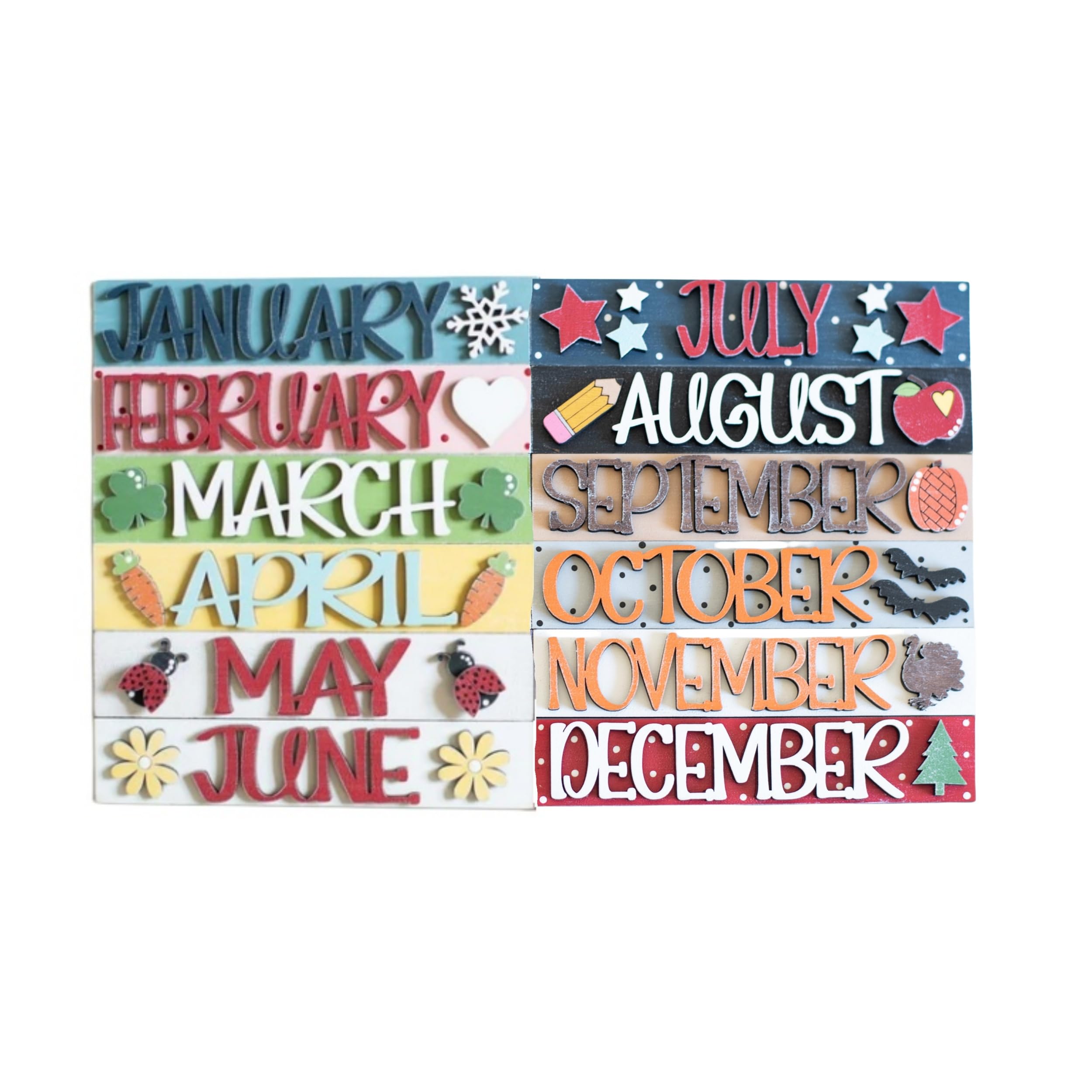 Interchangeable Seasonal Wooden Hanging Sign - Customizable Months & Circle Icons for Living Room Wall Decor | Perfect Home Gift for Friends | Great for Holidays, Weddings & Housewarming Parties
