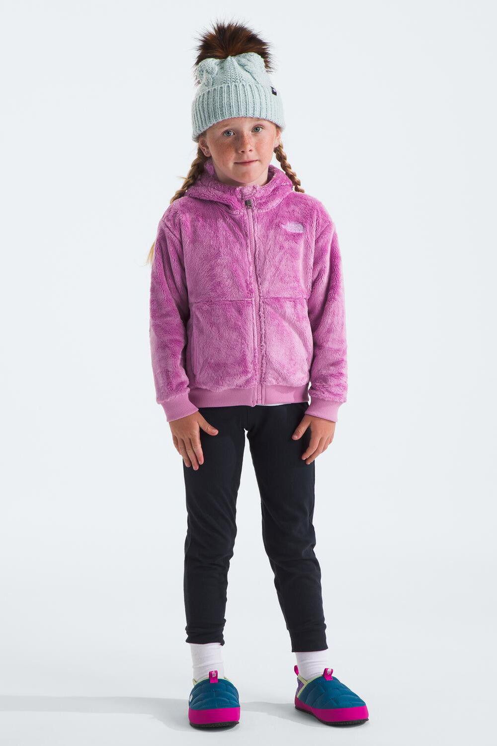 The North Face Osito Full Zip Hoodie for Girls - Lightweight Fleece Jacket with Hood, Dragonfruit Pink - Perfect for School, Outdoor Play & Winter Layering