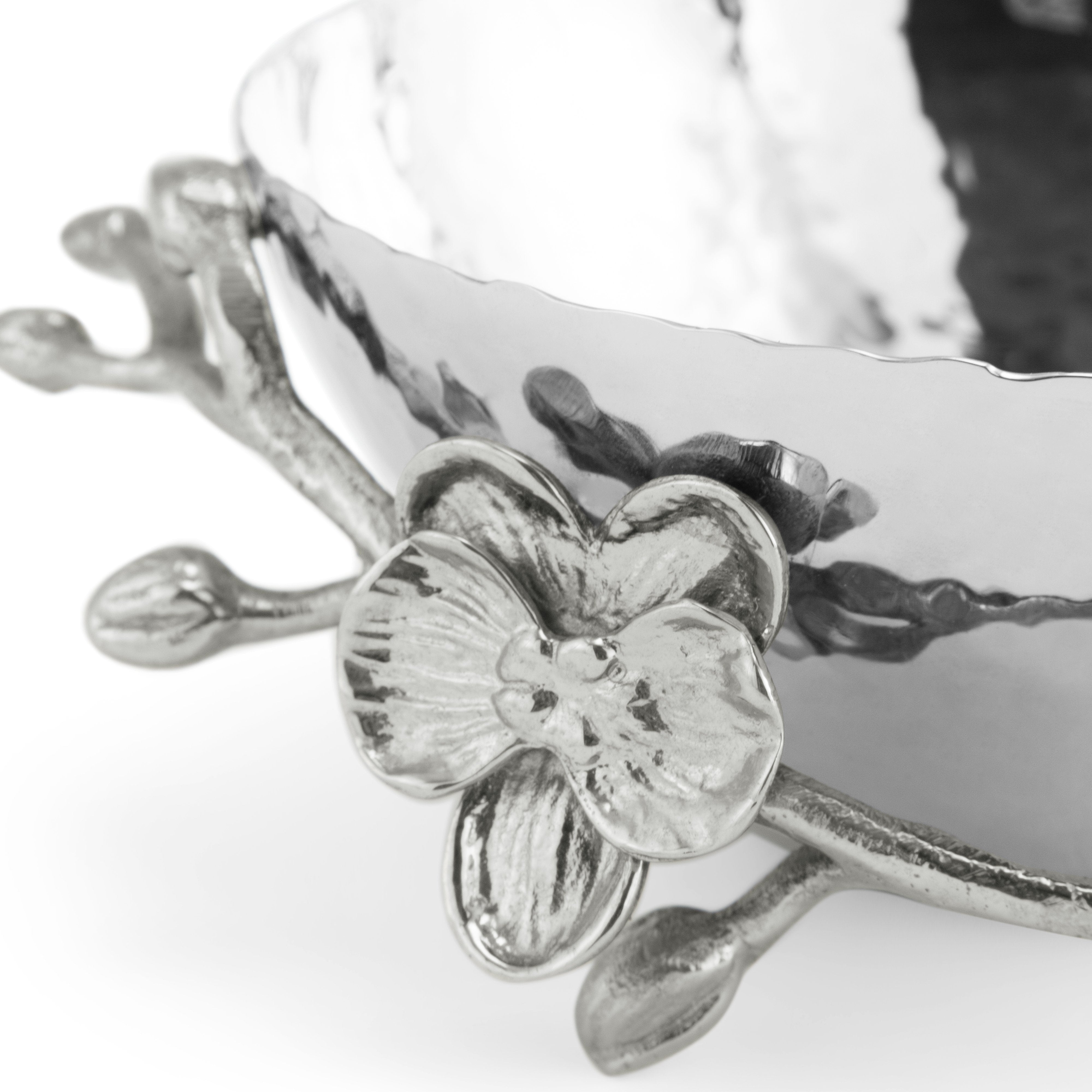 Elegant White Orchid Nut Dish - Premium Ceramic Snack Bowl for Nuts, Candy & Appetizers - Perfect for Parties, Home Decor & Kitchen Serving
