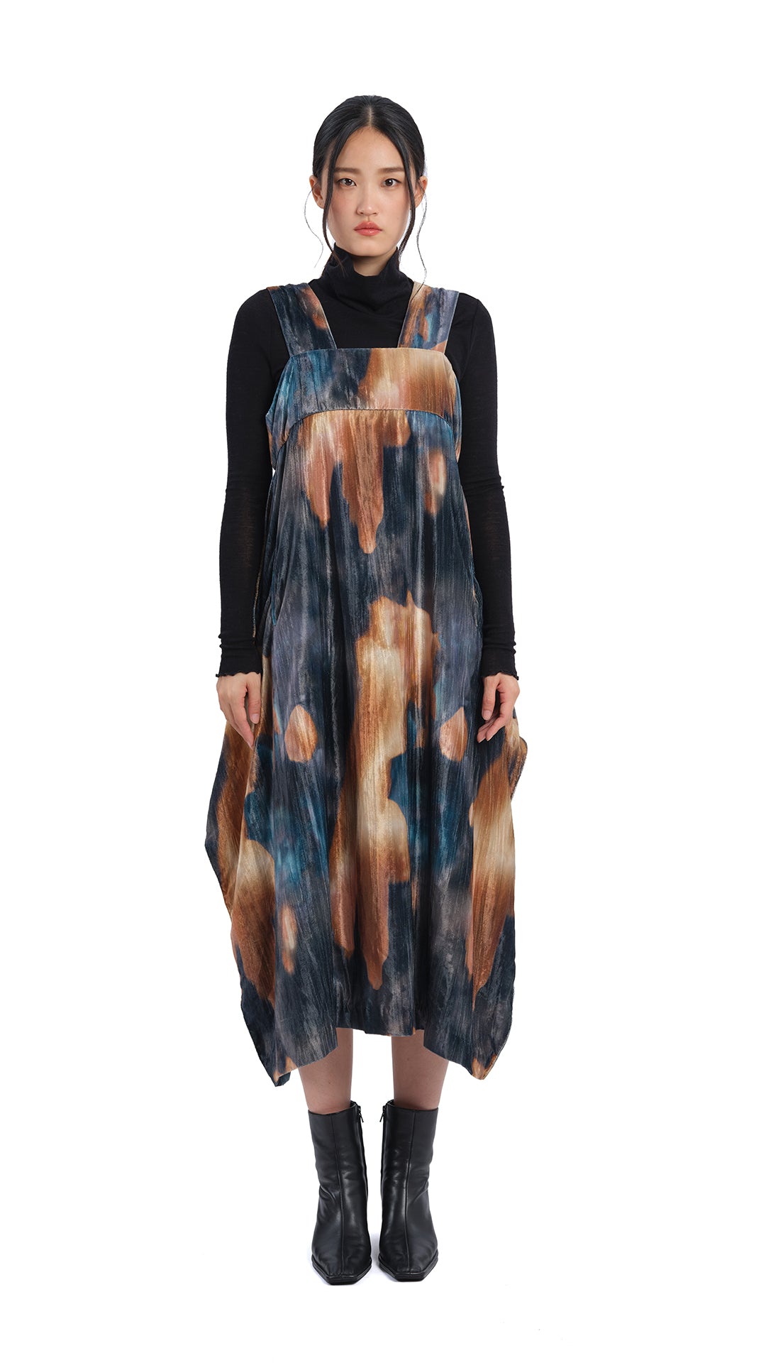 Stylish Watercolor Graphic Velour Printed Dress for Women - Elegant Flowy Maxi Dress for Casual Outings, Beach Vacations & Summer Parties