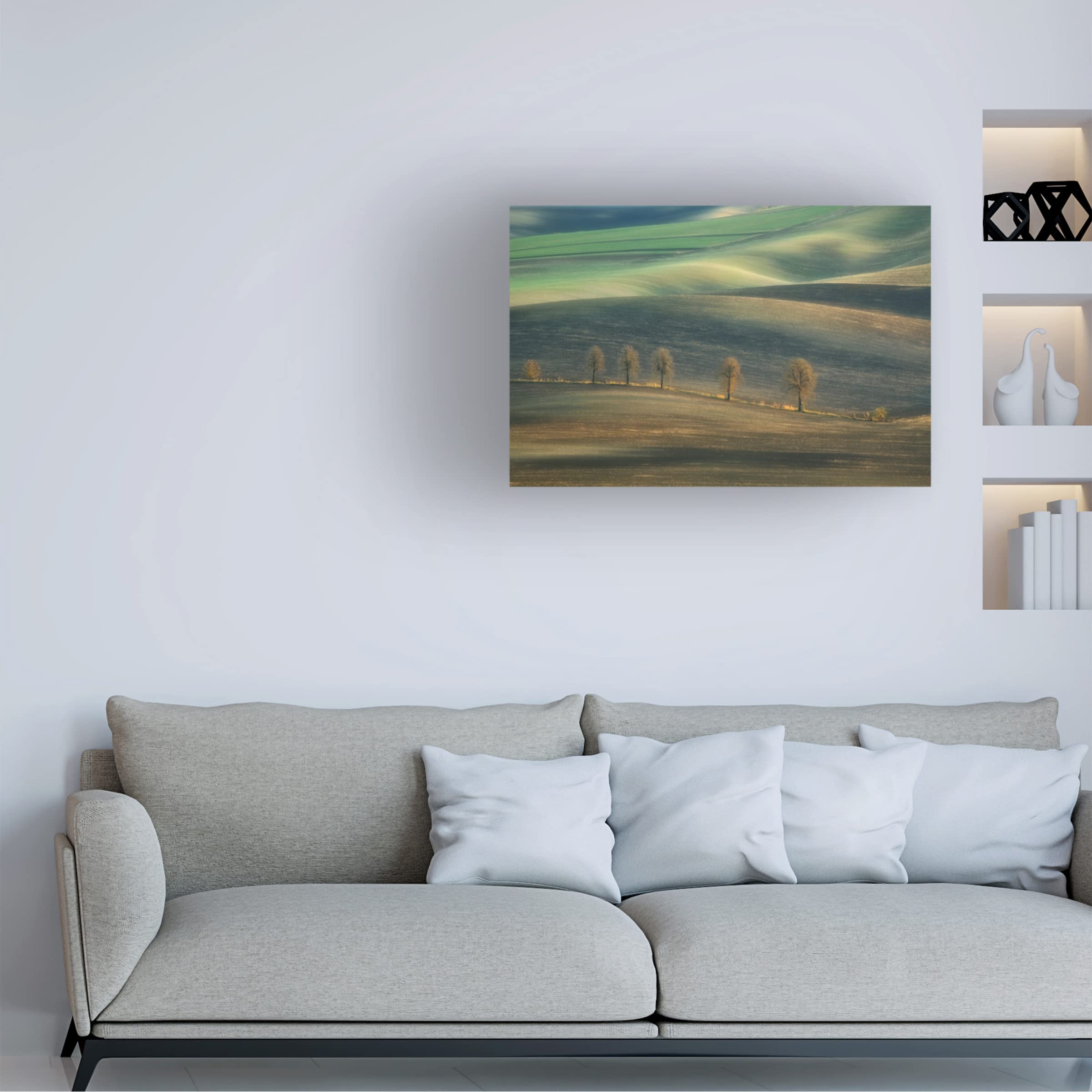 Trademark Fine Art 'Seven Trees' Canvas Wall Art by Krzysztof Browko - Modern Landscape Painting for Living Room, Bedroom & Office Decor