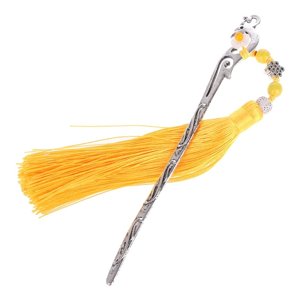 Vintage Chinese Style Metal Bookmark with Tassel and Beads - Classic Elegant Gift for Book Lovers, Students, Office Supplies (Size C) | Perfect for Reading, Study, Gifts, and Home Decor