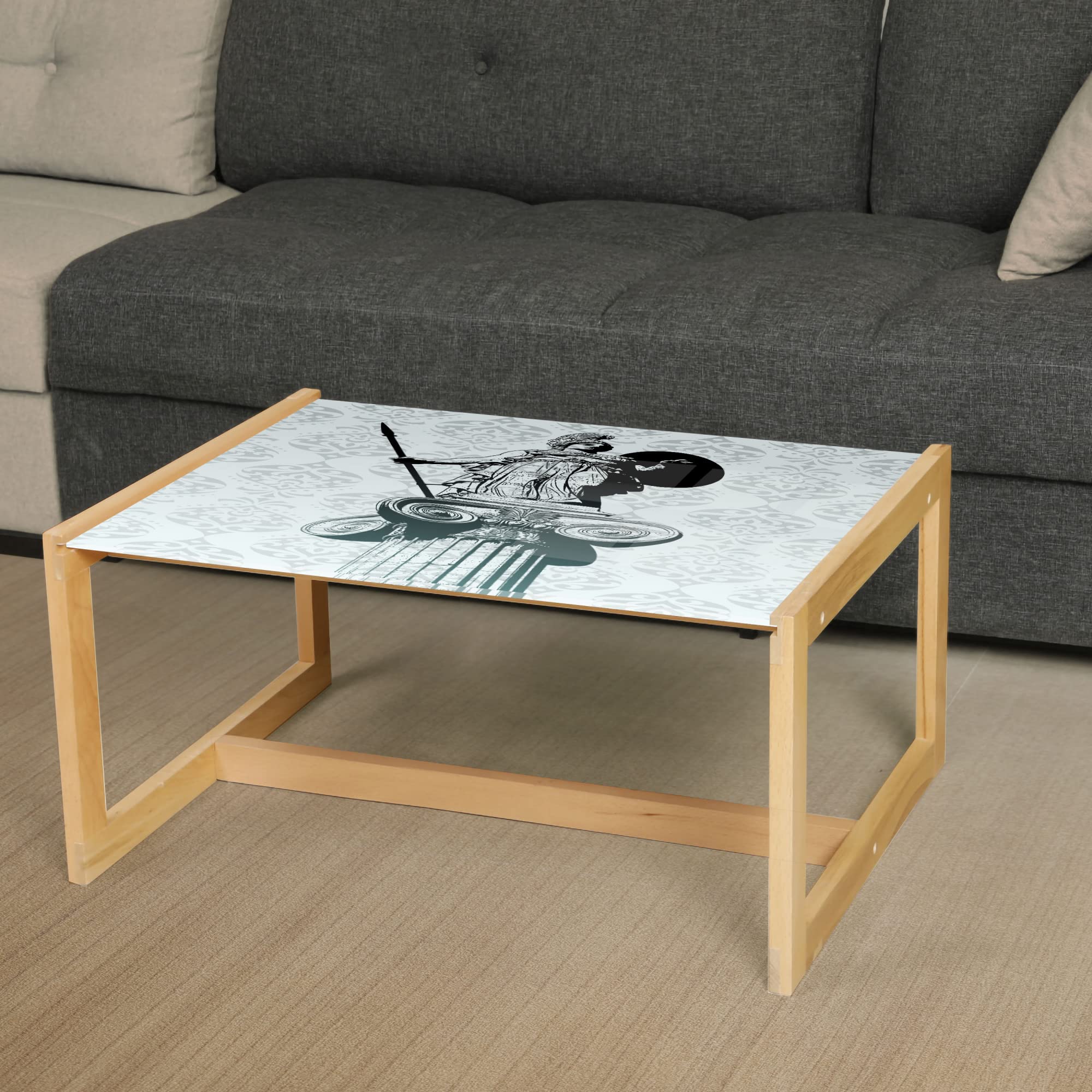 Retro Coffee Table with Wooden Frame - Office & Dorm Decor