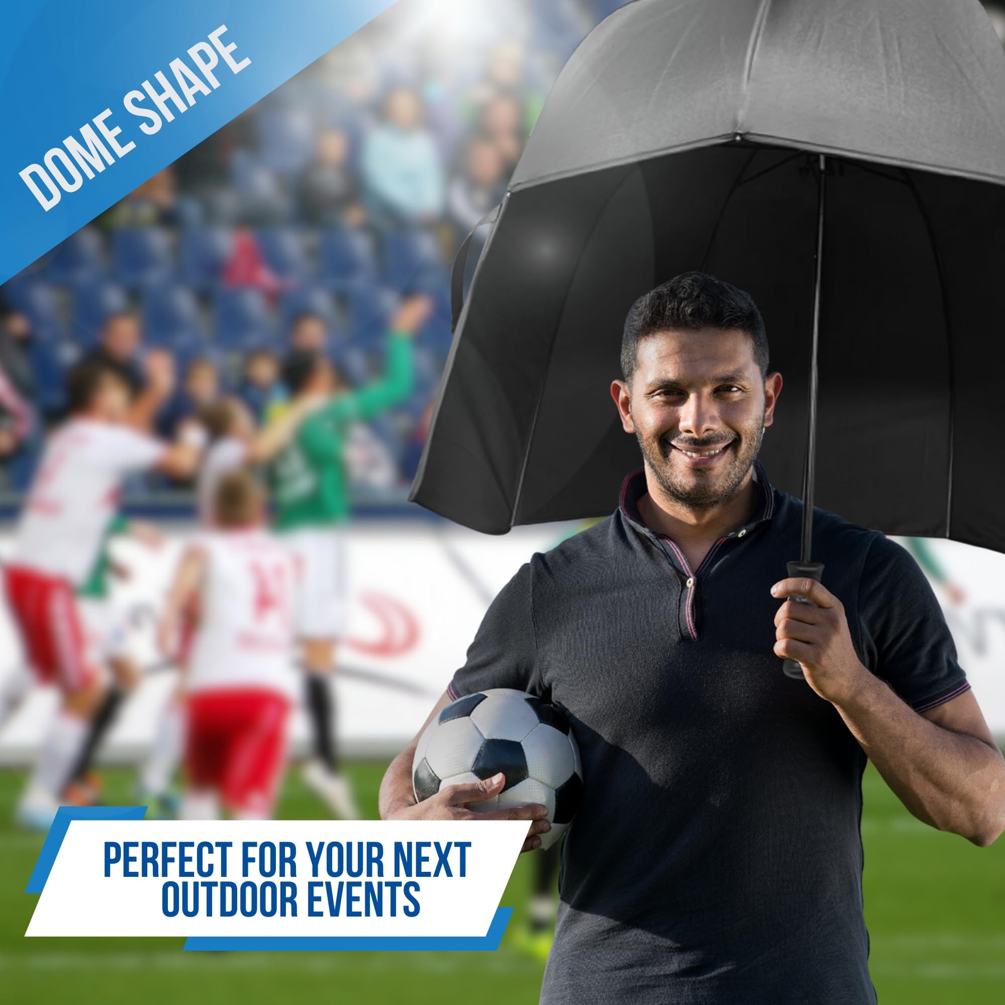CloudTen Black Windproof Dome Umbrella for Men & Women - Lightweight Bubble Canopy for Rain & Wind Protection - Perfect for Outdoor Events, Commuting & Daily Use
