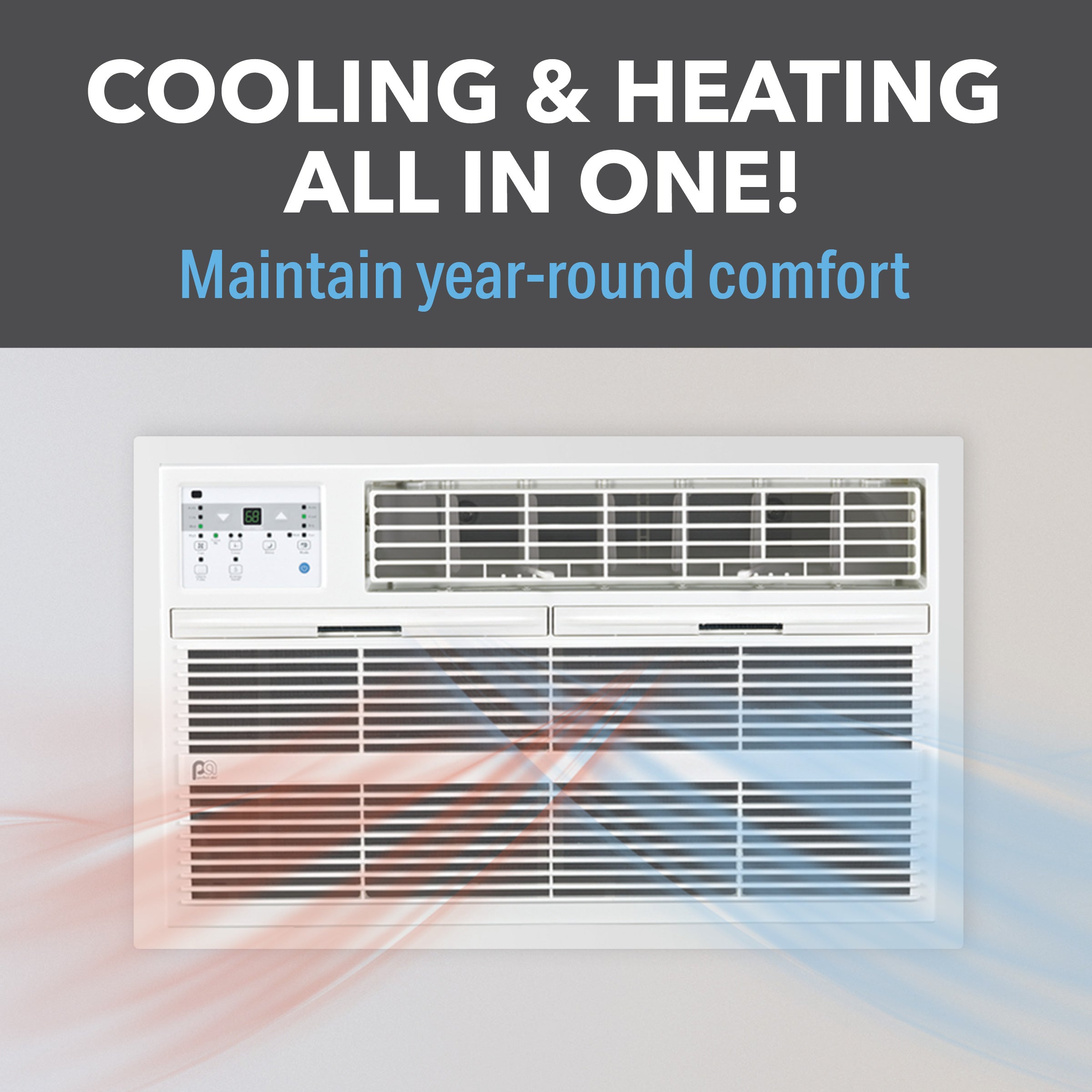 14,000 BTU 230V Through the Wall Air Conditioner with 10,600 BTU Heater & Remote Control - Perfect for Bedrooms, Living Rooms & Small Spaces