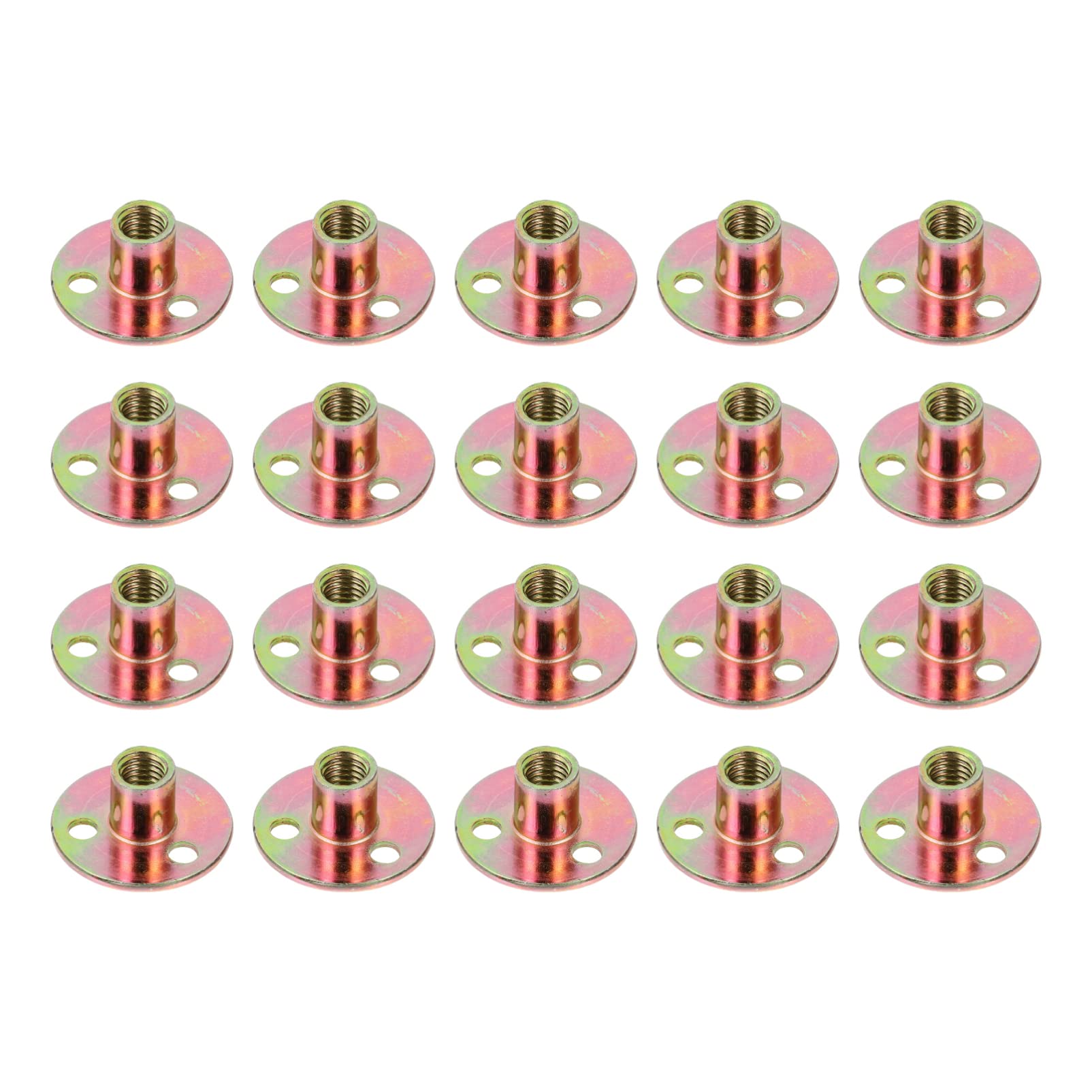20pcs M8 T-Nuts for Wood & Metal - Heavy Duty Iron Flange Plate Nuts with 3 Holes | Threaded Inserts for Furniture, DIY Projects & Mounting Hardware | Fasteners for Shelving, Cabinets & Woodworking