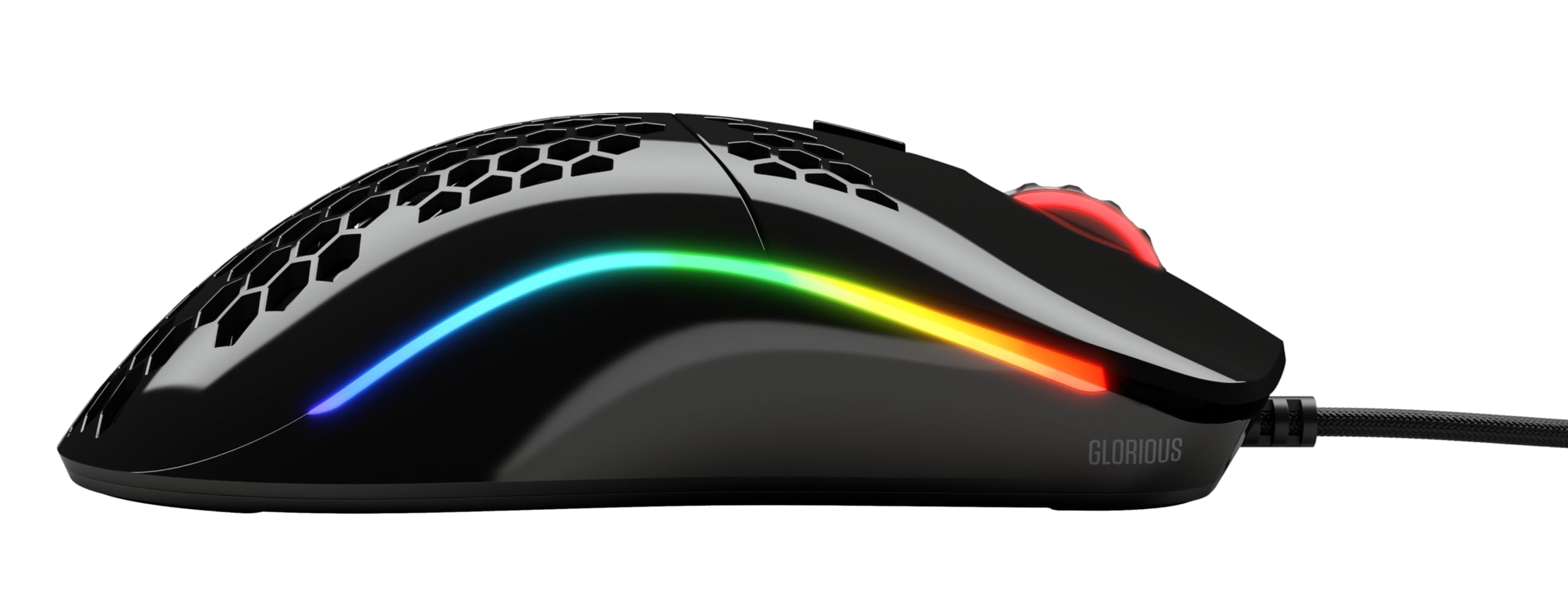 Glorious Model O Wired Gaming Mouse - Ultra Lightweight 67g, Honeycomb Design, RGB Lighting, Pixart 3360 Sensor, Omron Switches, Ambidextrous - Glossy Black | Perfect for FPS, MOBA & Esports Gaming