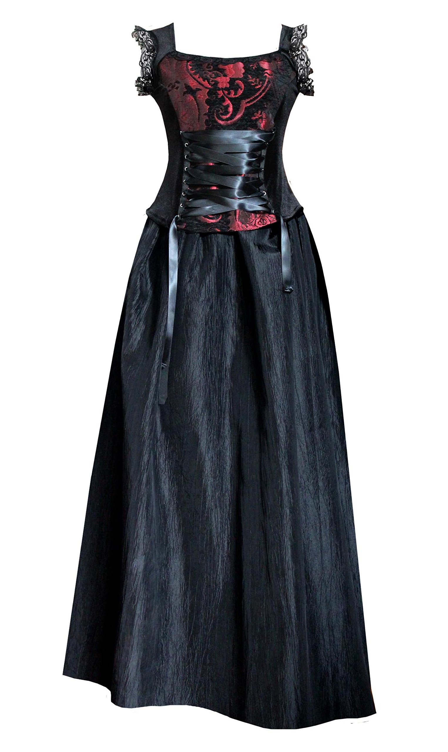 Victorian Steampunk Gothic Renaissance Brocade Velvet Corset Top & Skirt Set for Women | Elegant Vintage Costume for Cosplay, Renaissance Fairs & Themed Parties