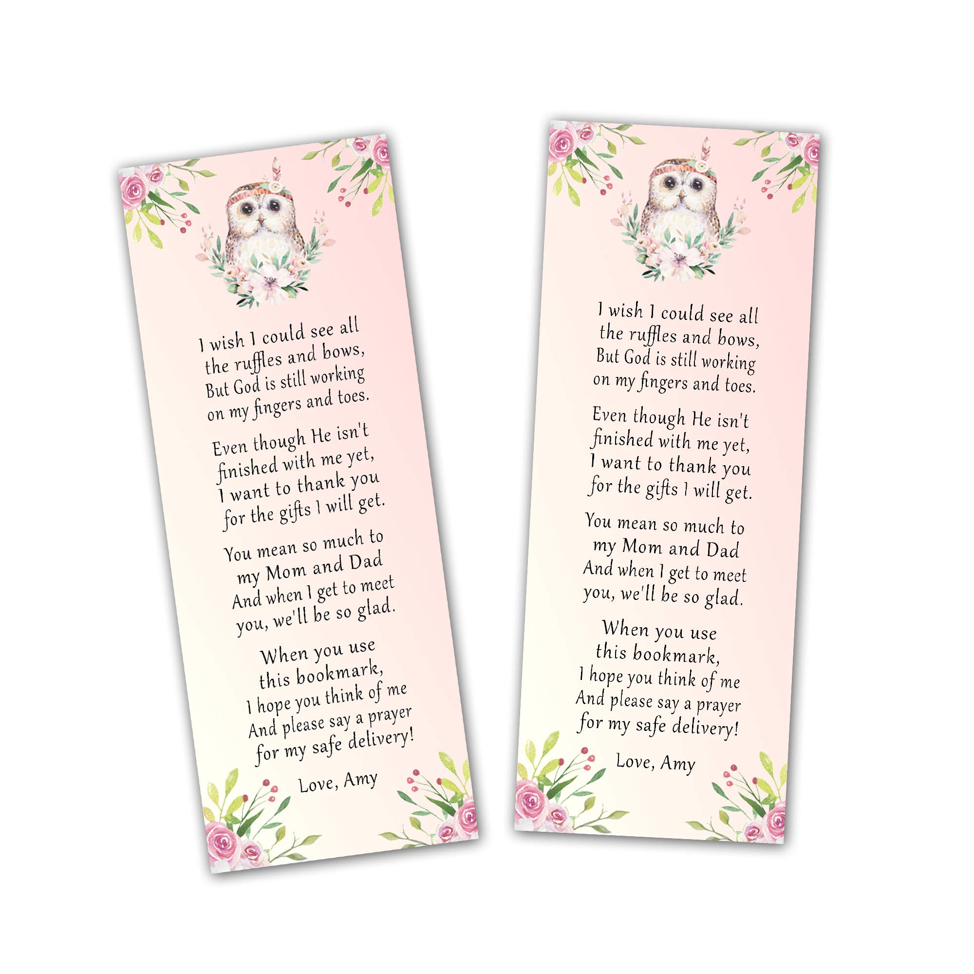 Personalized Owl & Forest Animal Bookmarks - Set of 30 for Baby Shower Favors, Birthday Party Gifts, Book Lovers & Reading Enthusiasts