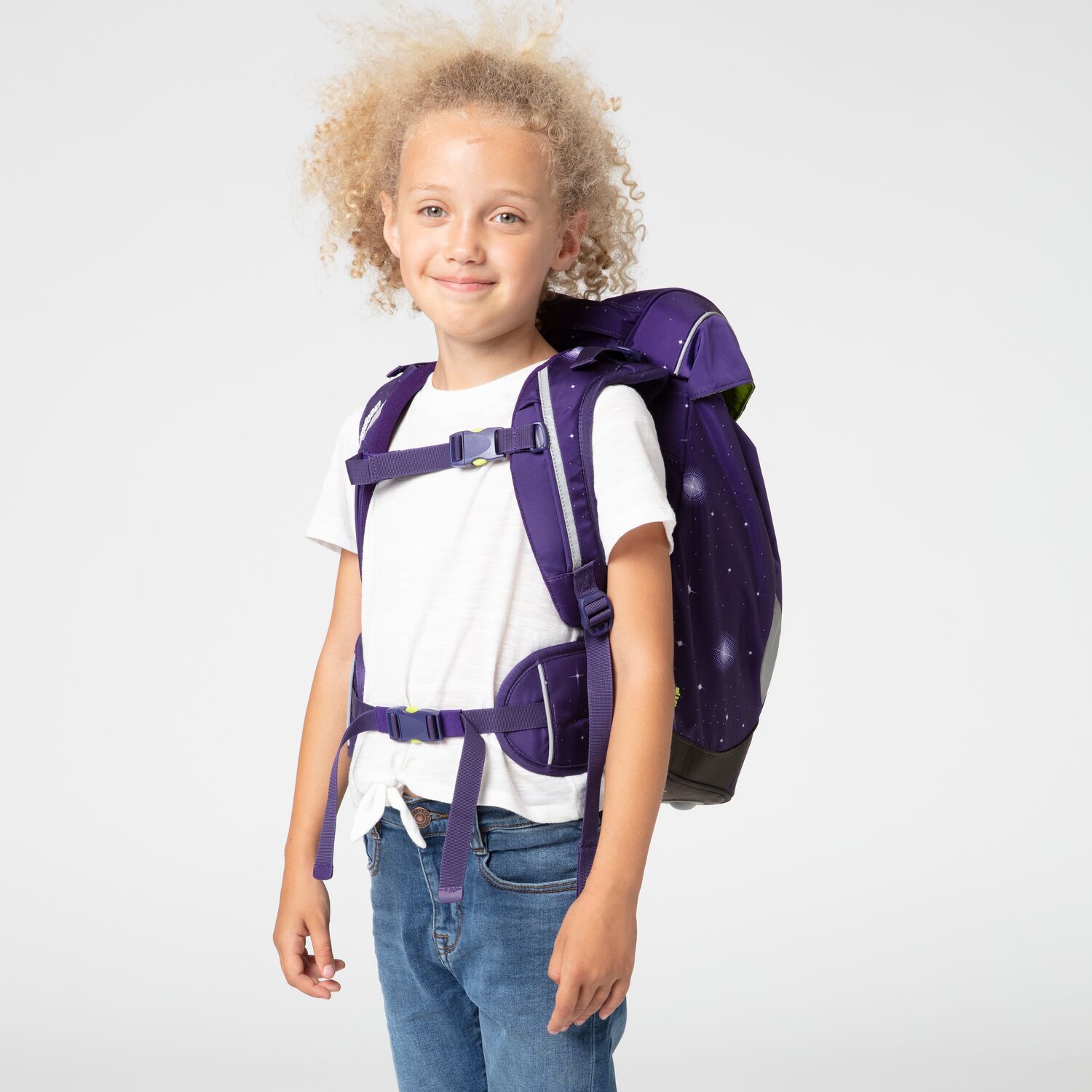 Ergobag Prime School Backpack - Beargasus Purple Galaxy Edition for Kids | Lightweight, Durable & Ergonomic Design | Perfect for School, Travel & Outdoor Adventures