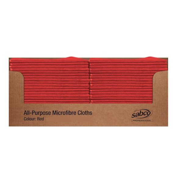 Sabco All-Purpose Microfiber Cleaning Cloths - 50-Pack (Blue, Red, Green, Yellow) | Dust-Free, Streak-Free for Cars, Windows, Kitchen & Electronics Cleaning