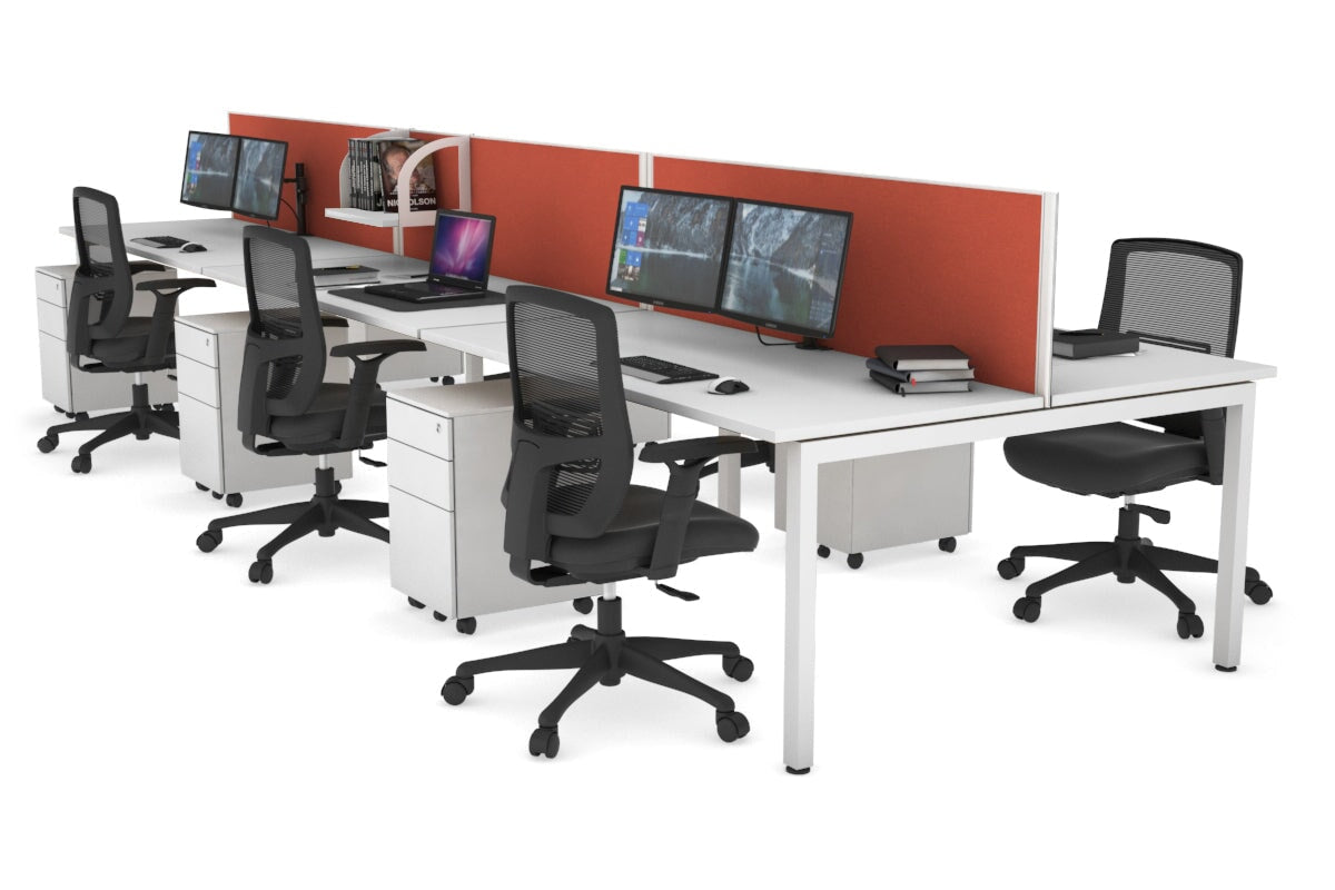 Quadro Square Legs 6-Person Office Workstation Desk [1600L x 700W] - Perfect for Team Collaboration & Open Office Spaces