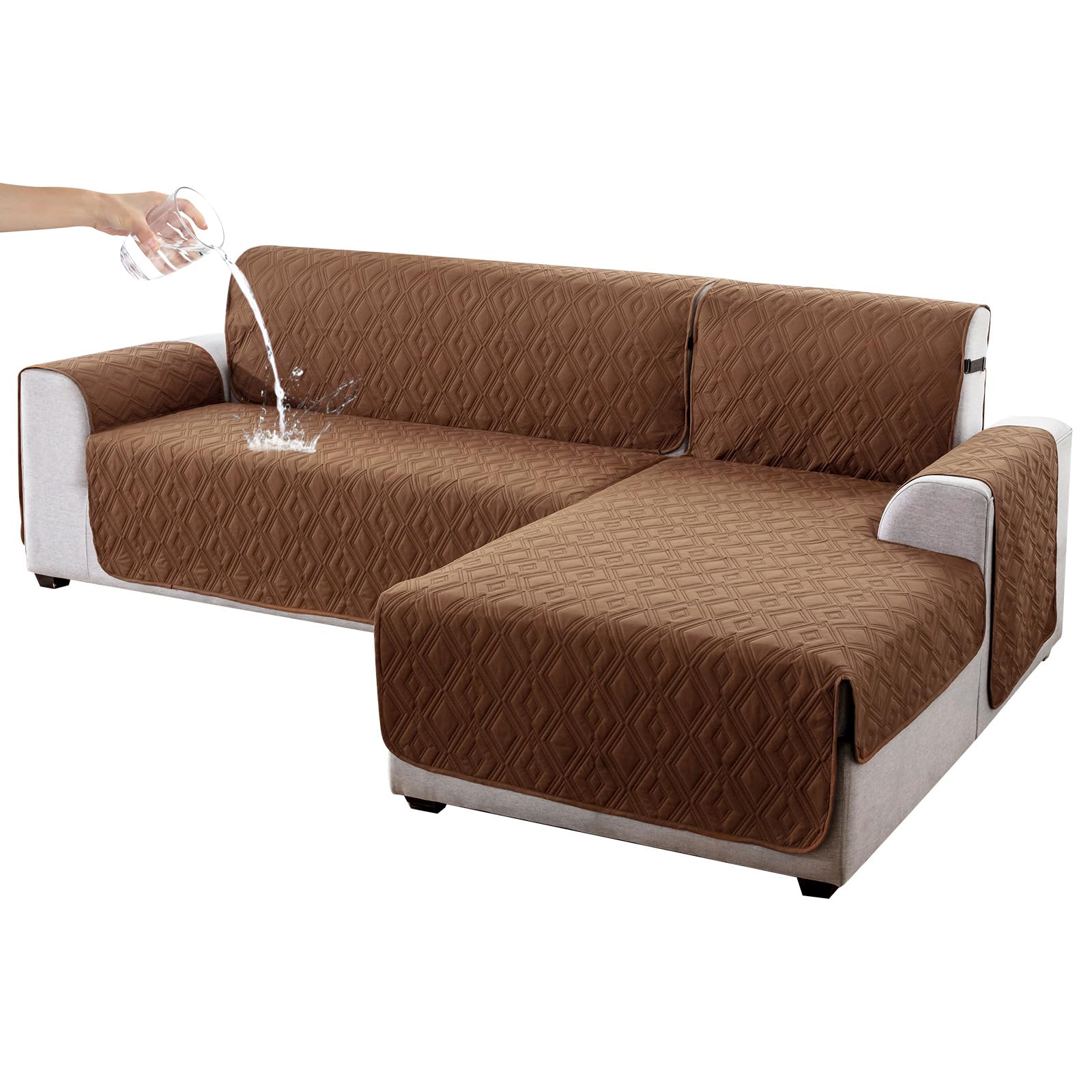 **Reversible L-Shaped Sectional Sofa Cover for Pets & Kids - Brown X-Large - Durable Furniture Protector for Dogs, Chaise Lounge & Living Room**    *(Perfect for Pet Owners & Families - Protects Sofas from Scratches, Spills & Hair - Ideal for Living Rooms, Family Rooms & Pet-Friendly Spaces)*