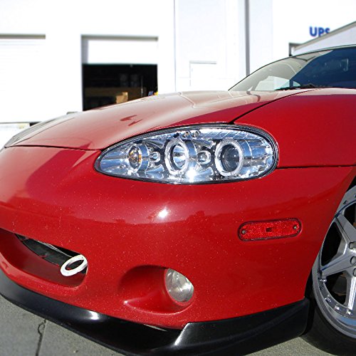 SPEC-D TUNING LHP-MX501-TM LED Halo Projector Headlights - Compatible with Mazda Miata MX5 (1990-2005) - Chrome Clear Housing - Upgrade Your Night Driving & Car Styling