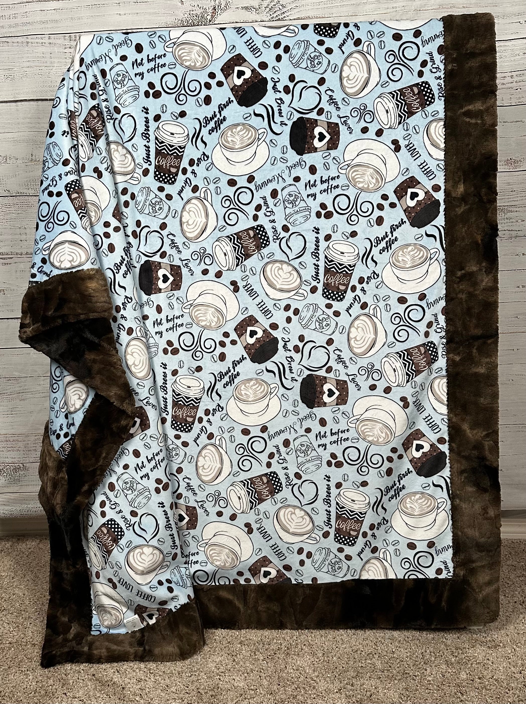 Rise & Grind Brown Rabbit Tie Dye Adult XL Minky Blanket 53x81 - Soft Cozy Throw for Bed, Couch & Outdoor Use