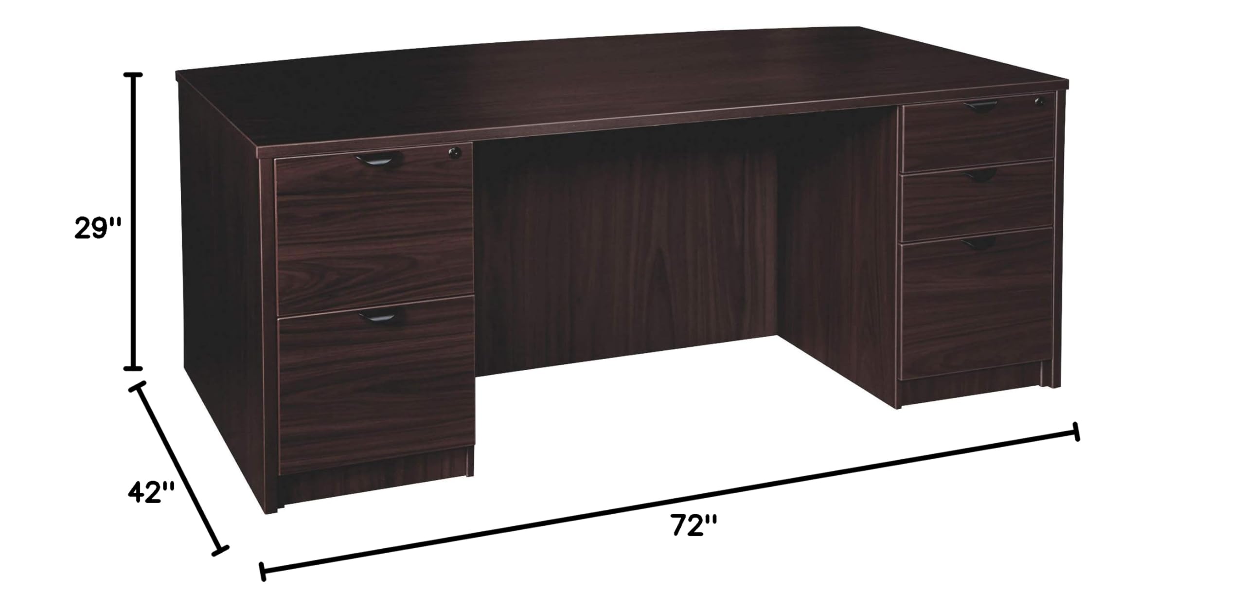 Lorell Prominence 2.0 Espresso Laminate Double-Pedestal Office Desk - Modern Executive Workstation for Home & Business Use