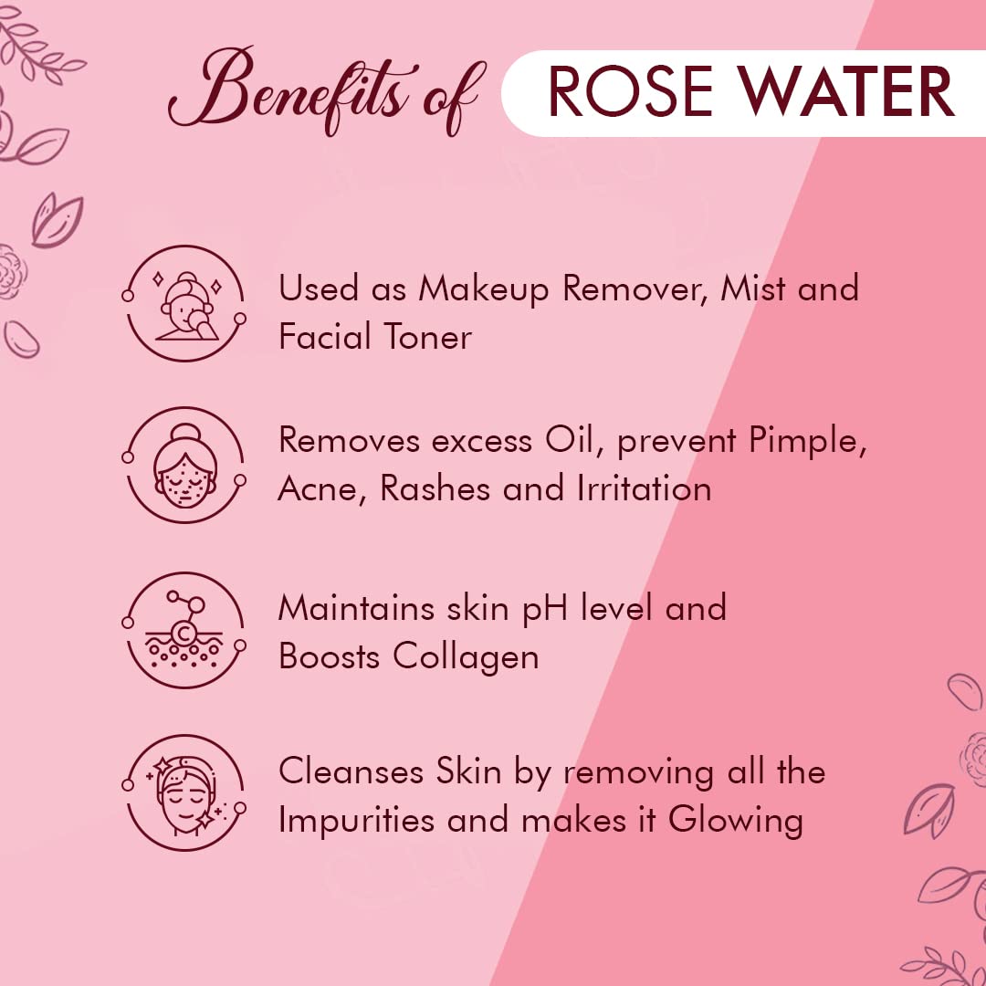 Natural Rose Water by SUNRISE - 100ml | Hydrating Facial Mist & Skin Toner for Glowing Skin | Perfect for Daily Skincare, Makeup Setting & Refreshment
