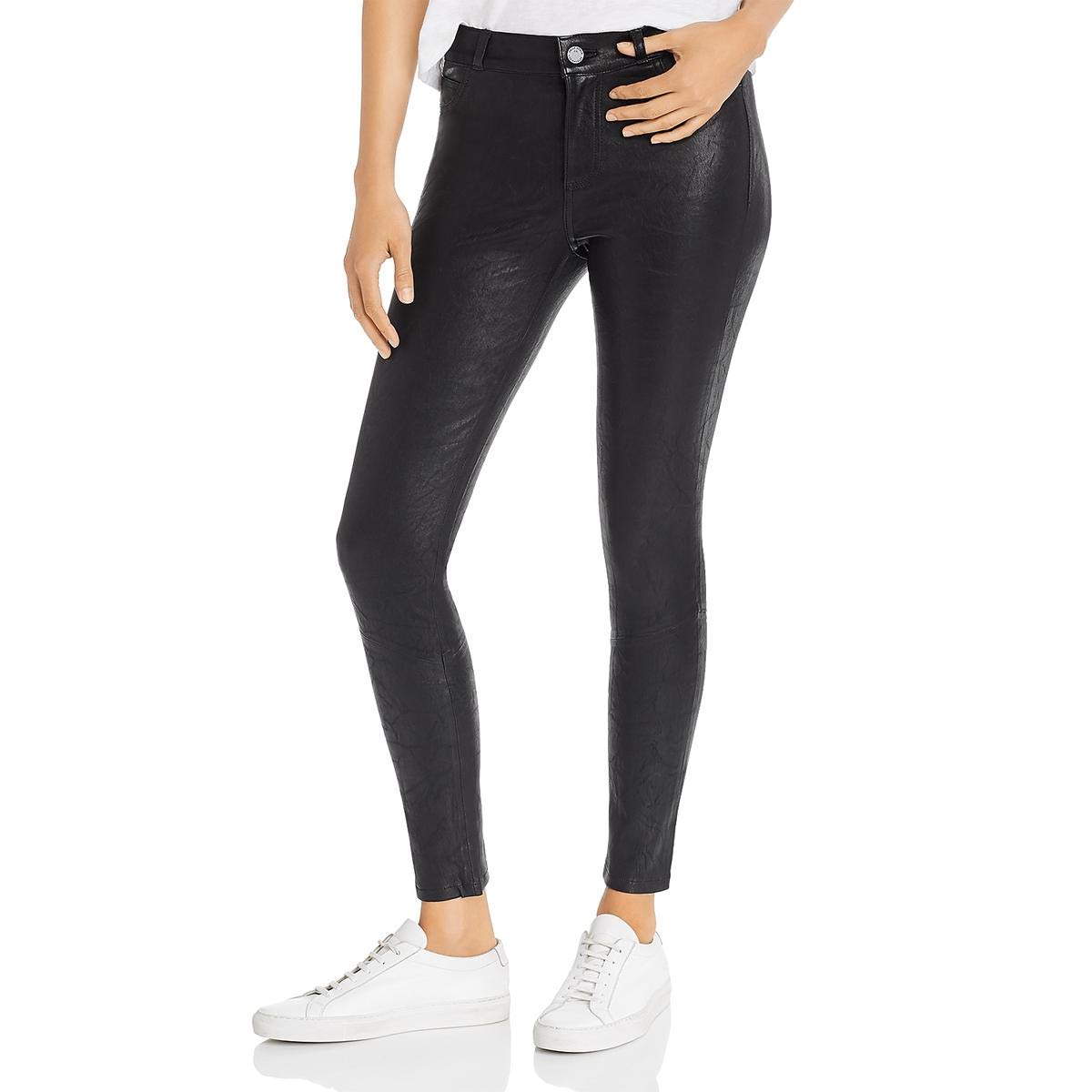 PAIGE Women's Verdugo High Rise Skinny Pants - Genuine Leather Slim Fit Trousers for Work, Office & Night Out