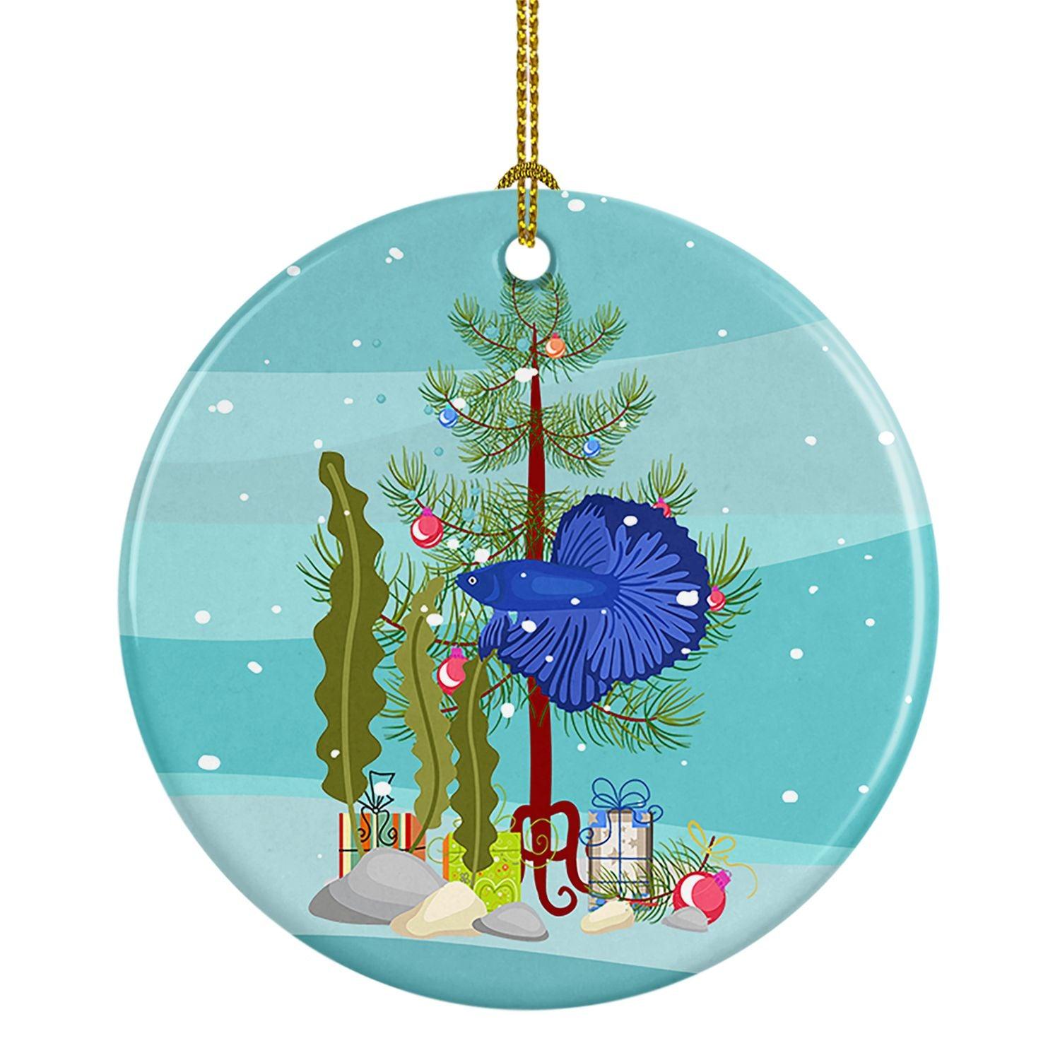 Delta Tail Betta Fish Ceramic Christmas Ornament - 3 Inch Multicolor Holiday Tree Hanging Decor for Home, Party & Gift Giving | Perfect for Christmas Tree Decorations, Holiday Parties & Festive Home Decor