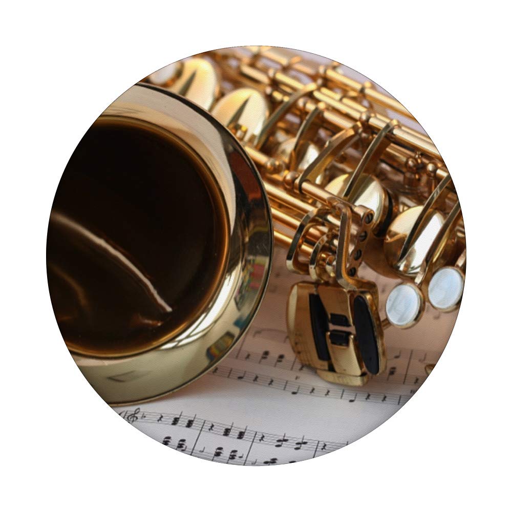 Saxophone-Themed PopGrip: Swappable Phone Grip with Sax Keys Design - Perfect Gift for Musicians & Music Lovers - Ideal for Concerts, Rehearsals & Daily Phone Use