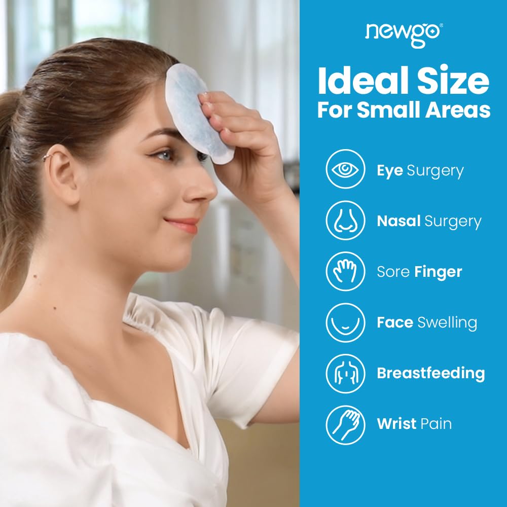 NEWGO Small Round Ice Packs for Injuries - 6 Pack Hot & Cold Gel Therapy for Face Pain Relief, Toothaches, Post-Surgery Recovery | Reusable Cold Compress with Cloth Backing & Sleeve | Perfect for Sports Injuries, Migraines & Breast Surgery Recovery