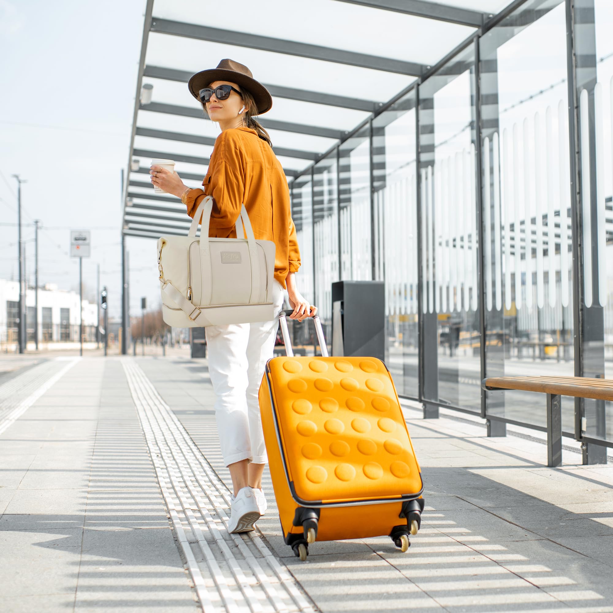 Women's Travel Weekender Bag - Large Duffle Overnight Bag with Shoe Compartment, Carry-On Approved for Airplane - Perfect for Gym, Weekend Trips & Business Travel