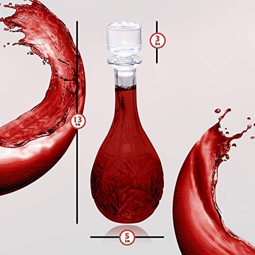 Bezrat Wine Decanter - 100% Hand Blown Lead-Free Crystal Glass Carafe for Red Wine | Elegant Wine Accessories & Gift for Wine Lovers | Perfect for Dinner Parties, Romantic Dates & Wine Tasting Events