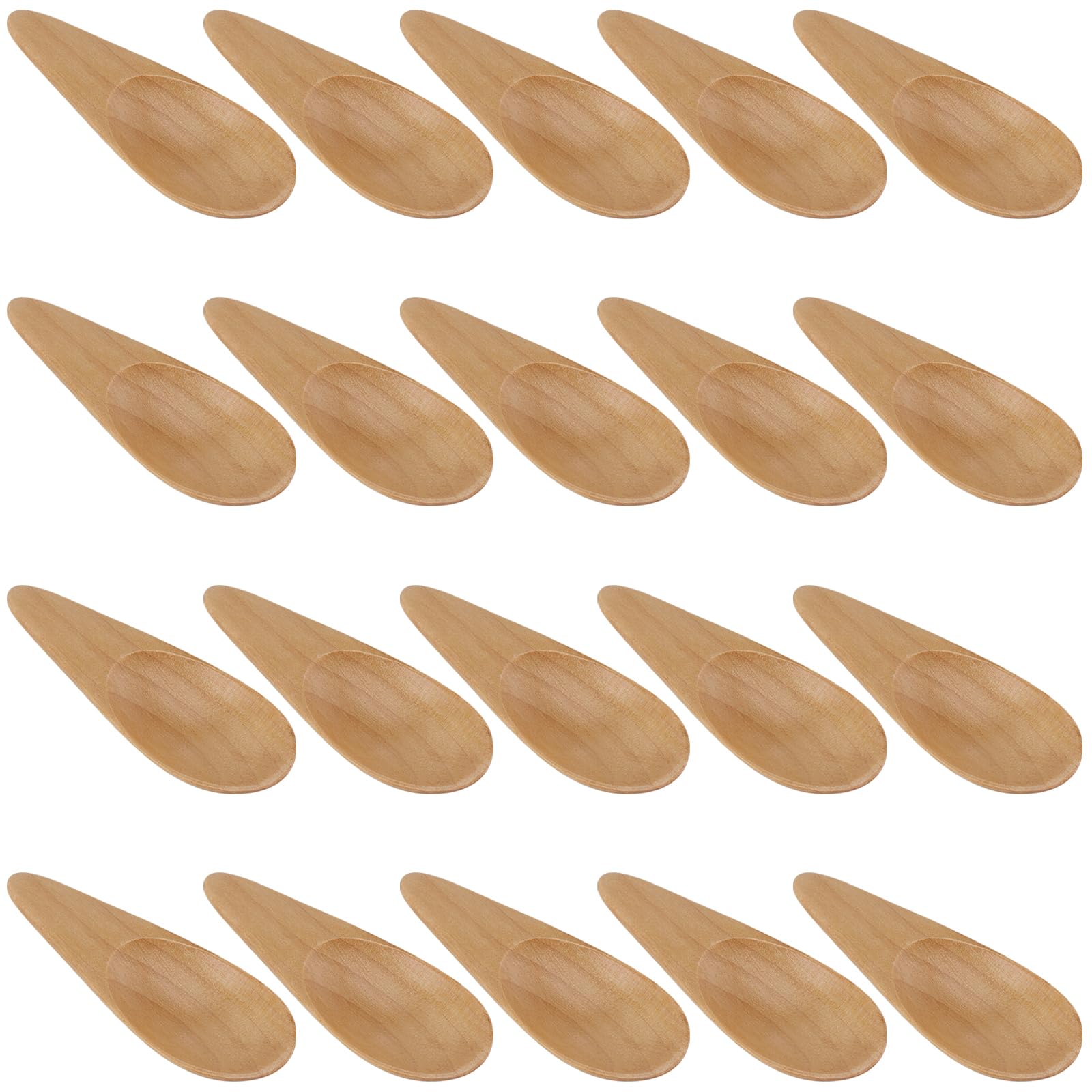 HAKZEON 20-Pack 2.76 Inch Mini Wooden Salt Scoops - Small Wooden Spoons for Spice Jars, Short Handle Salt Spoon, Tiny Wooden Spice Scoops for Loose Tea, Candy & Coffee - Perfect for Kitchen, Baking & Tea Brewing