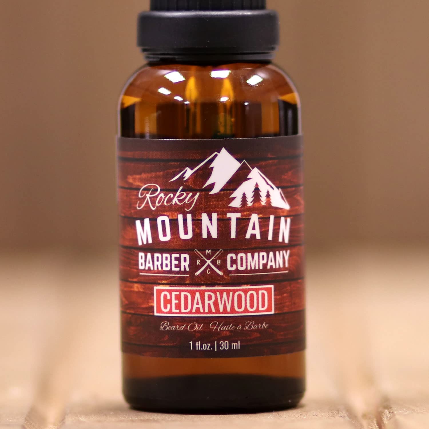 Rocky Mountain Barber Company Men’s Cedarwood Beard Oil with Grapeseed, Coconut & Argan Oils - Natural Essential Oil for Beard Growth & Grooming - Perfect for Daily Moisturizing & Styling