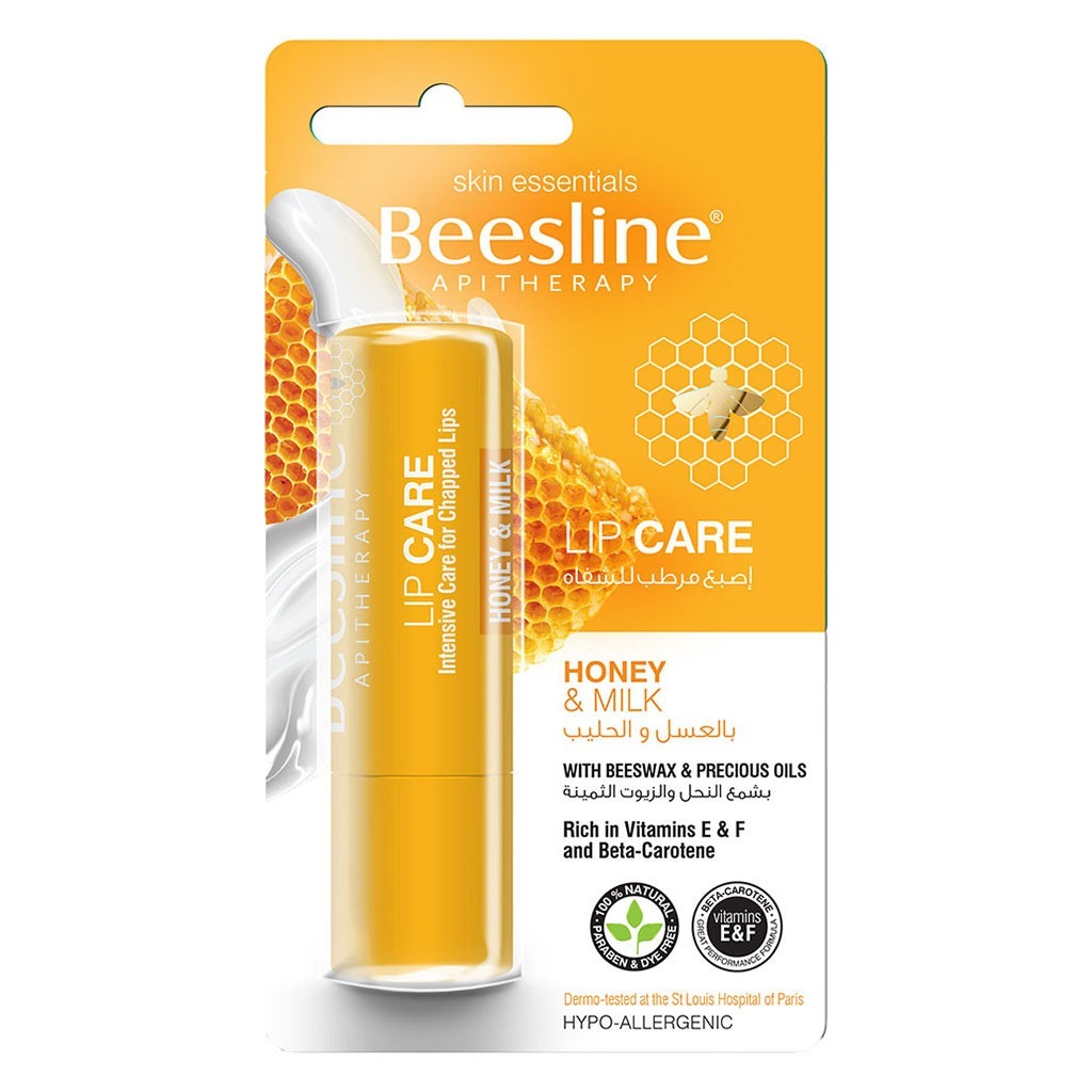 Beesline Apitherapy Lip Balm - Honey & Milk Formula 4g | Moisturizing & Healing Lip Care for Dry, Chapped Lips - Day & Night Use