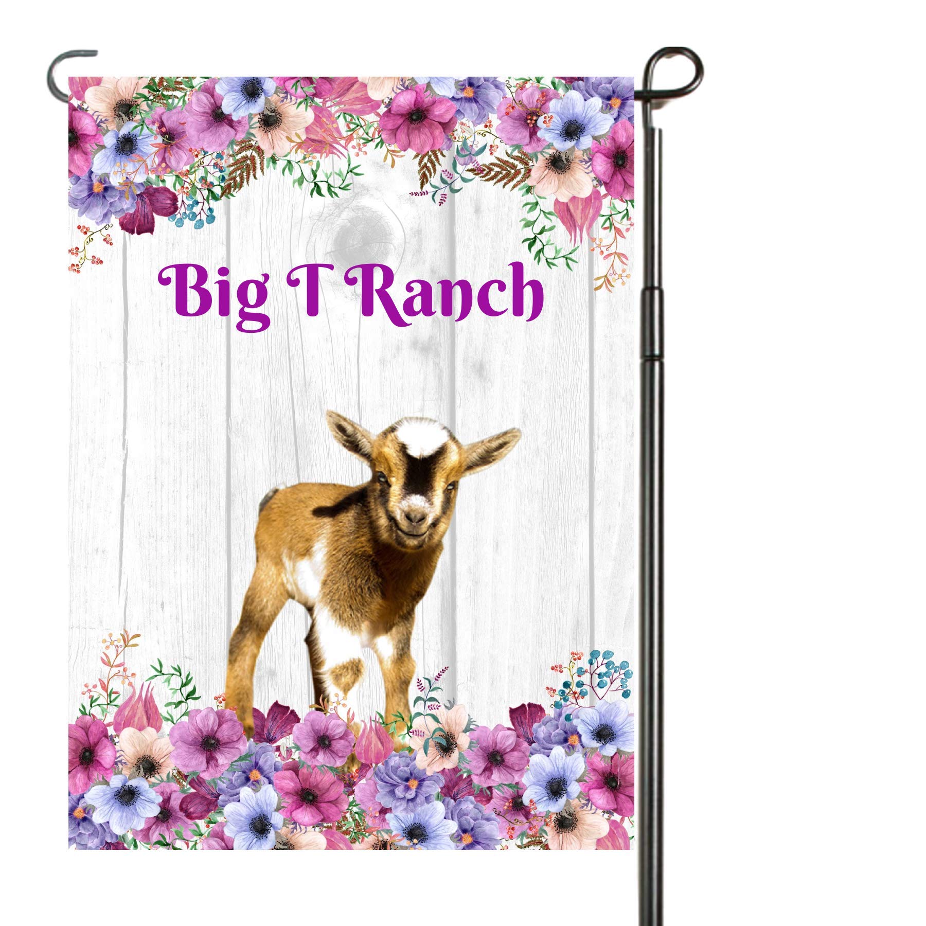 Personalized Goat Floral Garden Flag - Custom Name Yard Decoration for Nigerian Dwarf Goat Lovers | Perfect for Ranch, Farmhouse & Outdoor Decor