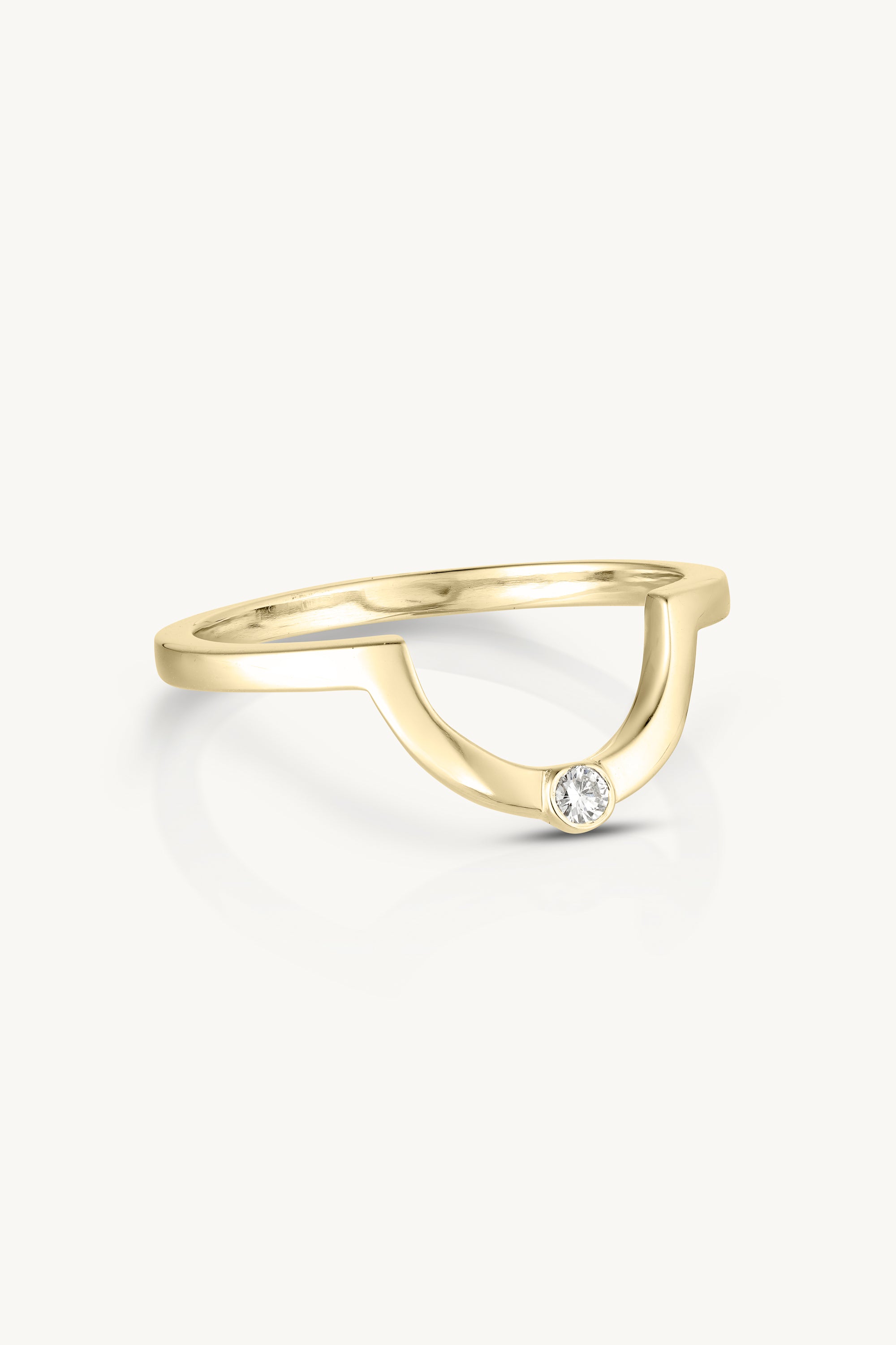 14K Yellow Gold Diamond Crescent Moon Ring for Women - Elegant Celestial Jewelry for Engagement, Wedding, Anniversary & Everyday Wear