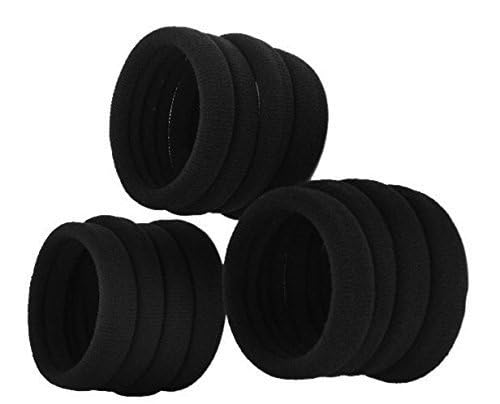 25 Pcs Black Elastic Cotton Hair Bands - Stretch Headbands for Women & Girls - Perfect for Sports, Workouts, and Everyday Hairstyling