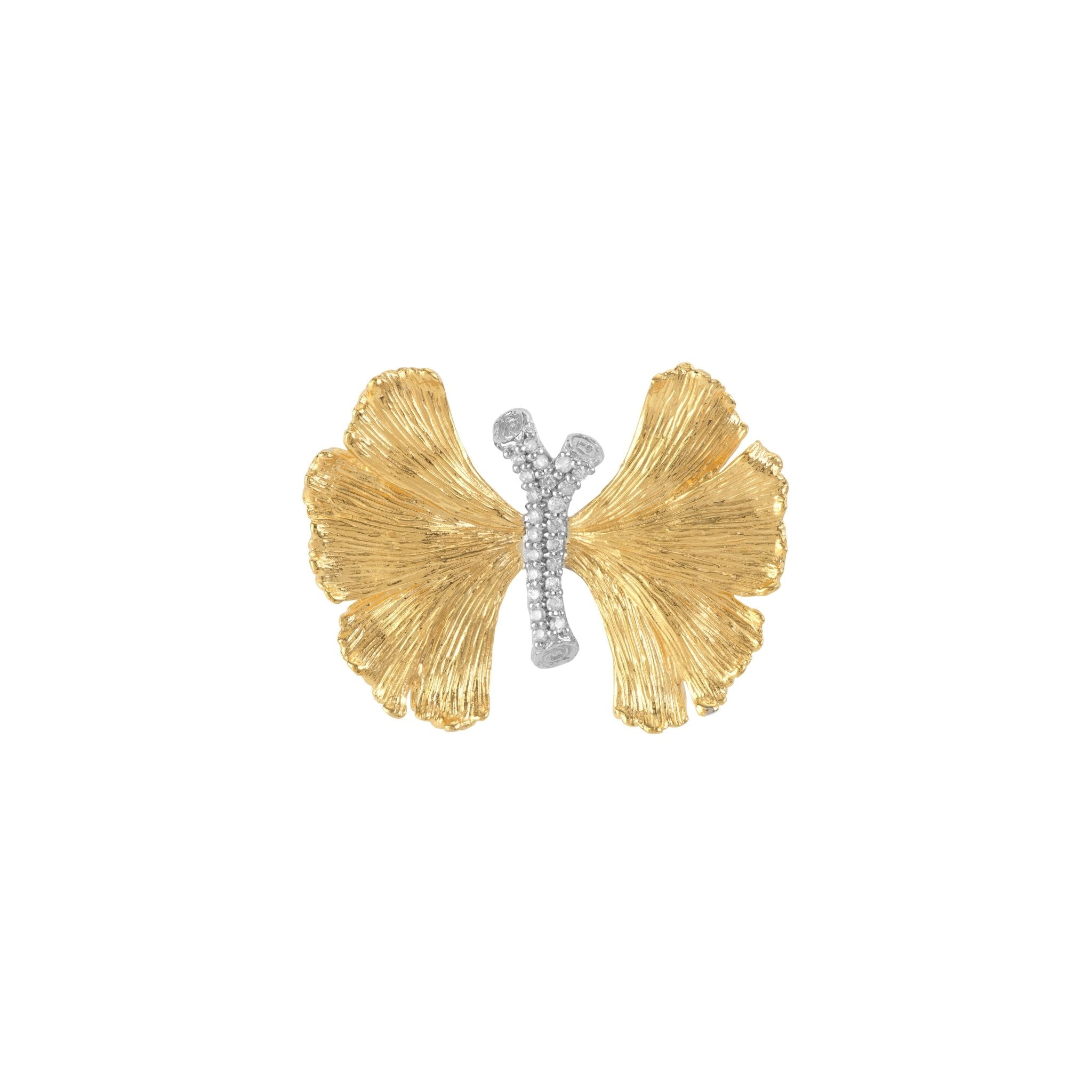 Elegant 28mm Butterfly Ginkgo Brooch with Sparkling Diamonds - Perfect for Weddings, Parties & Formal Events