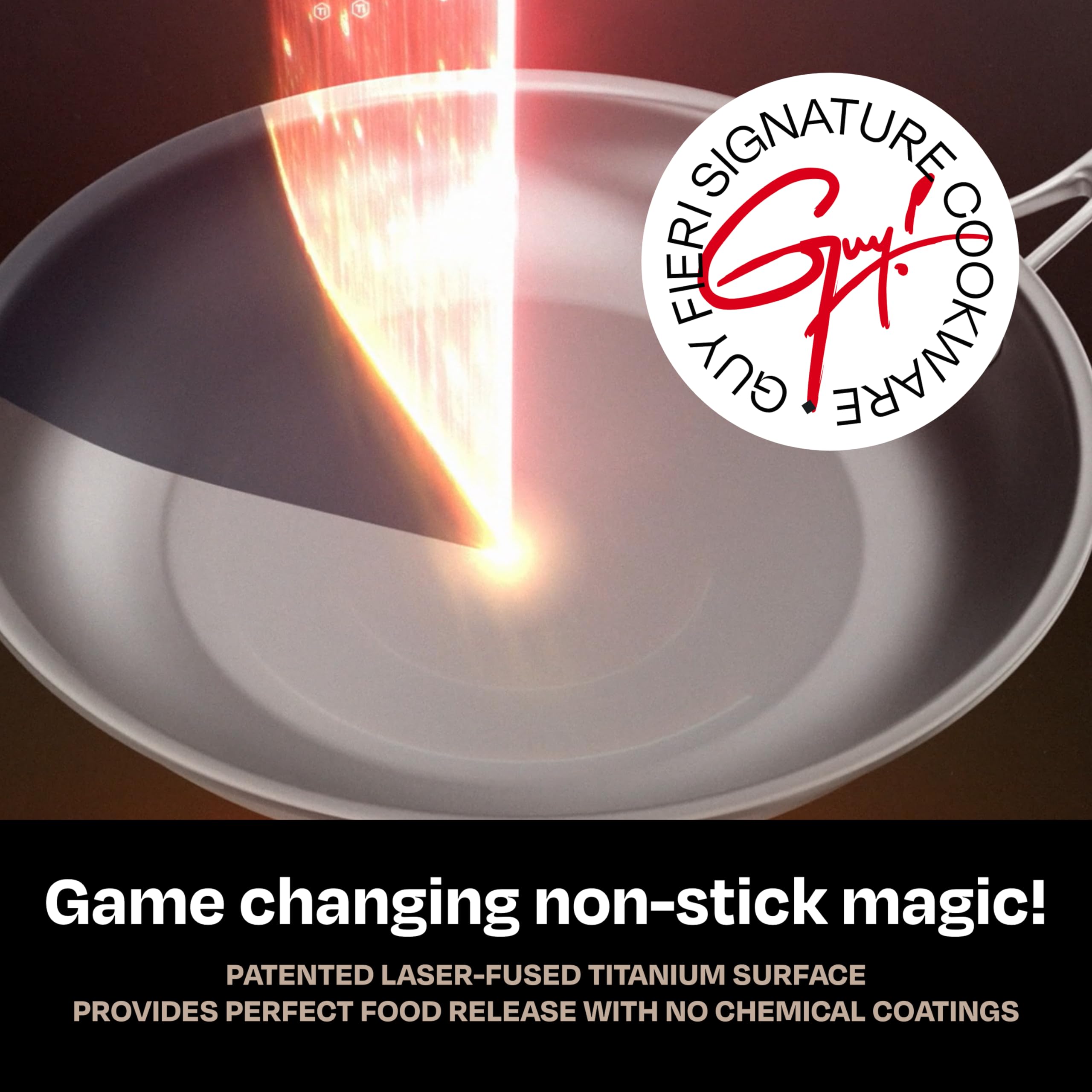 Guy Fieri's Flavortown Laser Titanium 8-Quart Stock Pot with Lid - PFAS Free Non-Stick Cookware, 3x More Durable, Dishwasher & Oven Safe - Perfect for Soups, Stews, Pasta & Large Family Cooking