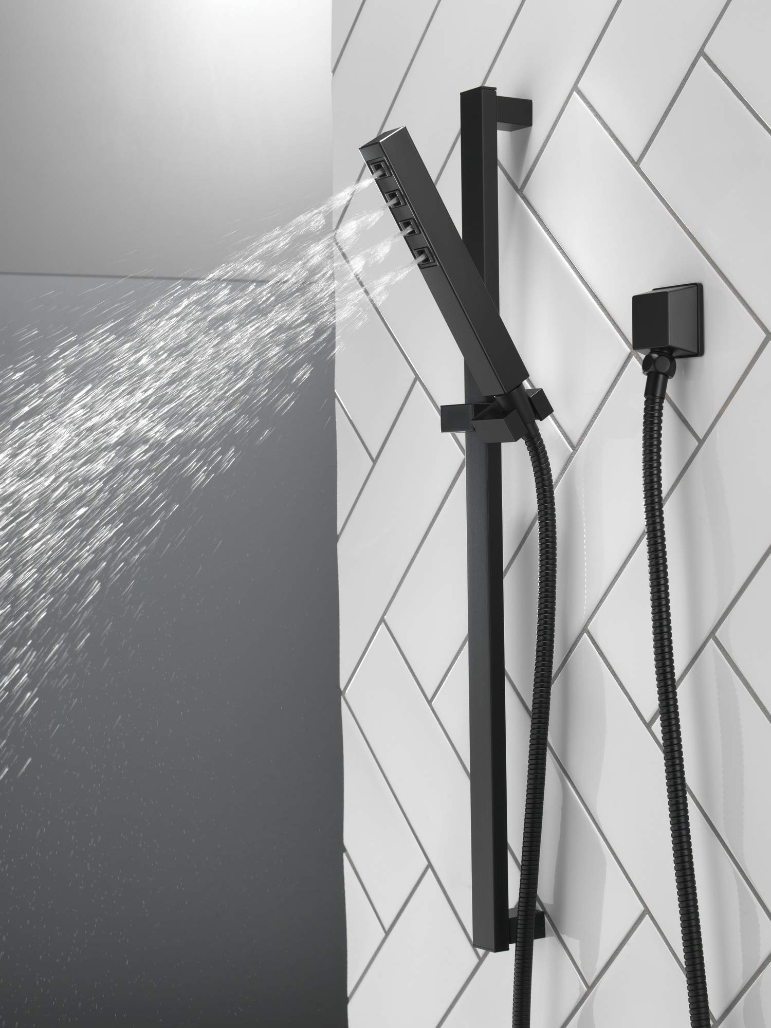 Delta Faucet Single-Spray H2Okinetic Slide Bar Handheld Shower Head with Hose - Matte Black 51567-BL | Detachable Shower Head for Bathroom, Spa-Like Experience, Easy Installation & Adjustable Height