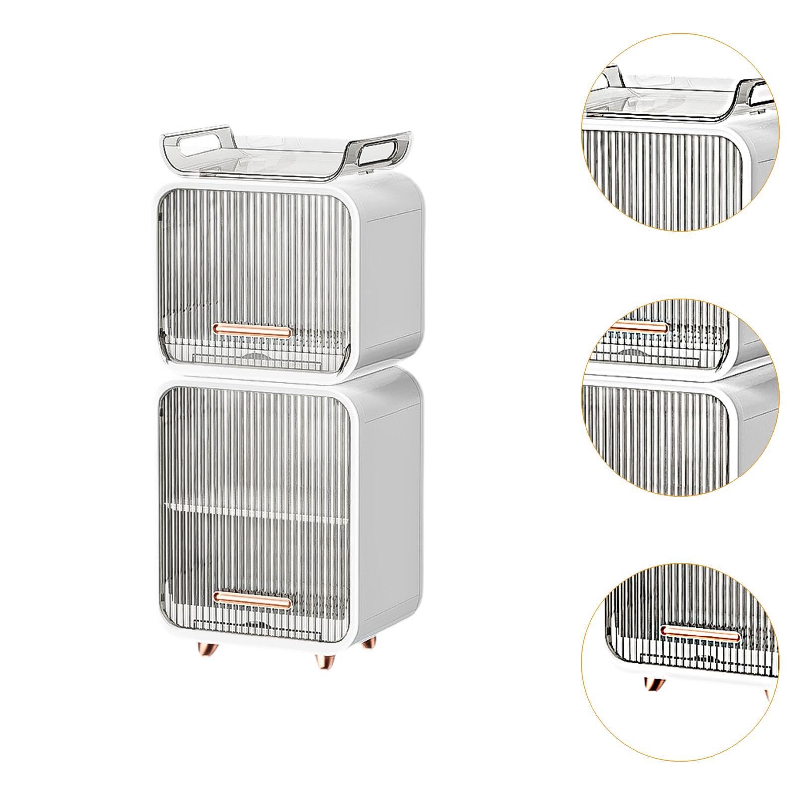 Baby Bottle Drying Rack with Drainer - Portable Nursing Cutlery Organizer & Bottle Holder Cabinet - Easy to Clean White Set for Breastfeeding Essentials - Perfect for Nursery, Kitchen Counter & Travel