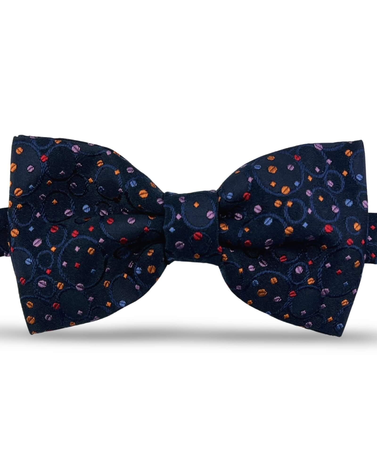 DÉCLIC Scatter Spot Bow Tie for Men - Navy Blue Stylish Pre-Tied Necktie - Perfect for Weddings, Parties & Formal Events