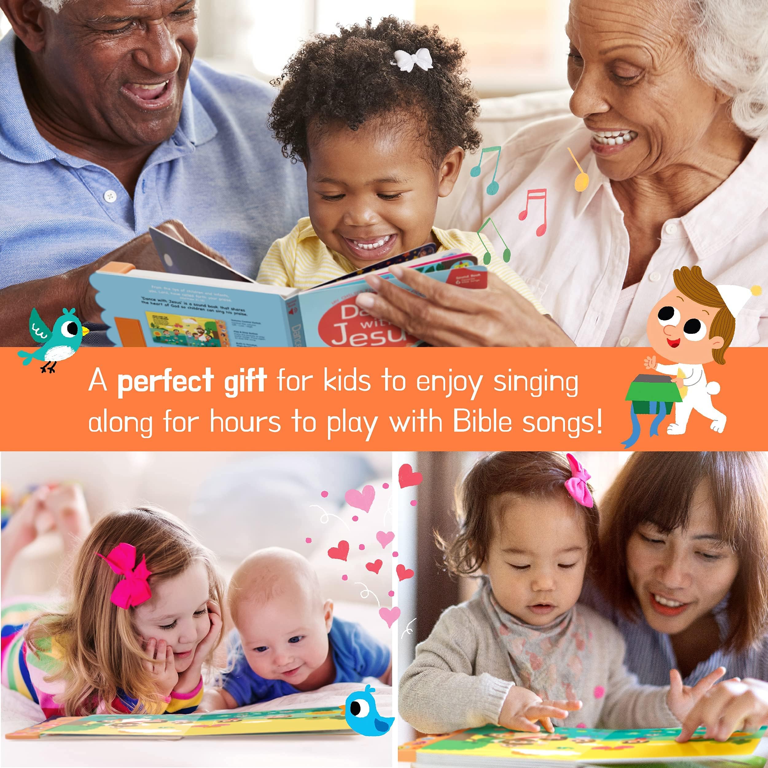 Christian Sound Books for Toddlers 1-3 - Bundle of 2 Interactive Bible Story Books with 12 Songs & Illustrations | Musical Learning Toys for Kids, Baptism Gifts for Boys & Girls - Perfect for Sunday School, Bedtime Stories & Faith-Based Early Education