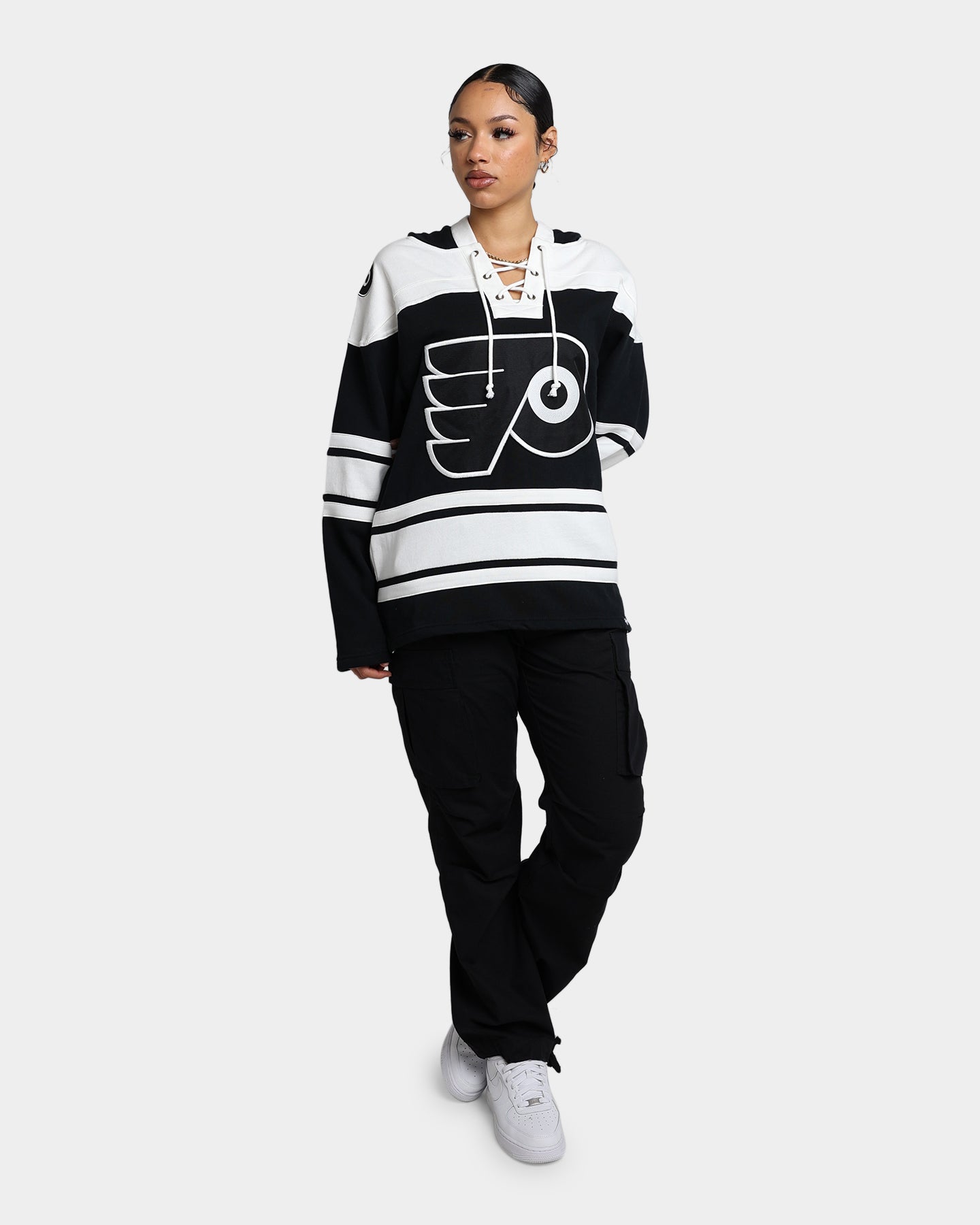 47 Brand Philadelphia Flyers Superior Lacer Hoodie - Men's NHL Team Zip-Up Sweatshirt - Jet Black - Perfect for Game Day & Casual Wear