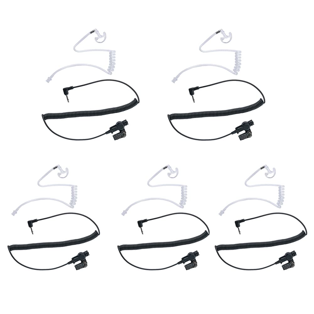 BVMAG 3.5mm Surveillance Earpiece - 5 Pack Clear Audio Headset for Law Enforcement Walkie Talkies & Two-Way Radios | Discreet Communication for Security Guards, Police Officers & Event Staff