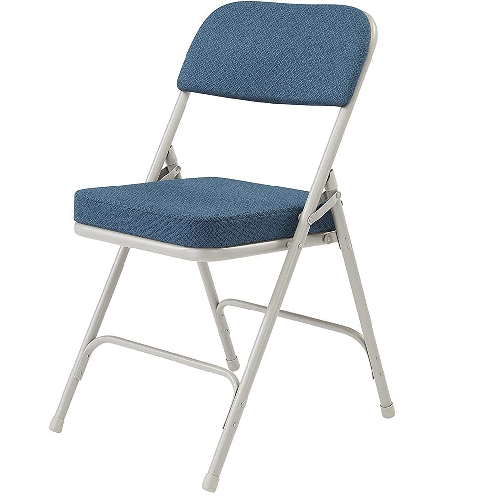 National Public Seating 3215 3200 Series 2 Inch Vinyl Upholstered Folding Chairs - Set of 4, Royal Blue - Perfect for Events, Parties, and Banquets