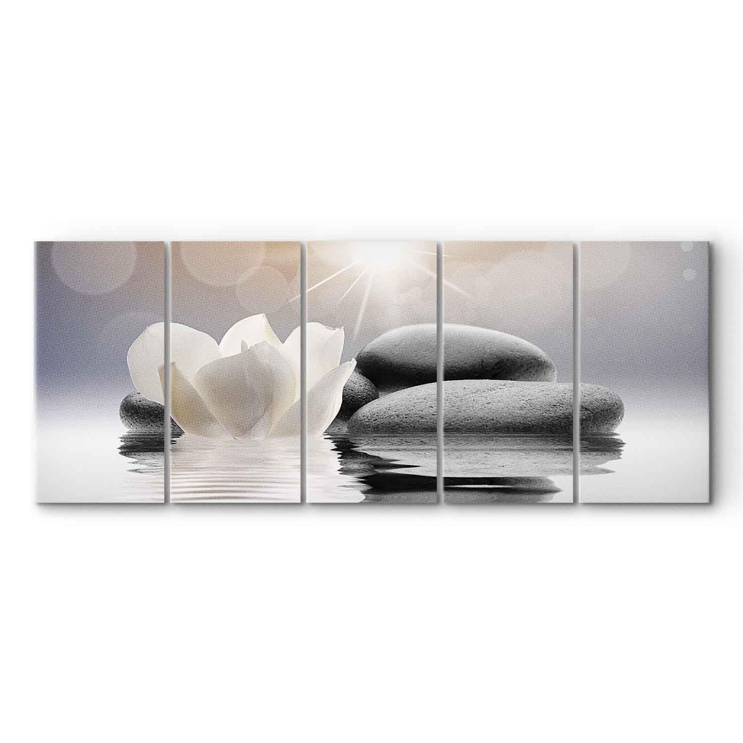 Zen Spa Canvas Wall Art Print - 5-Piece Framed Stretched Picture Set (80x31 inches) for Home & Office Decor | Meditation Room, Yoga Studio & Relaxation Space