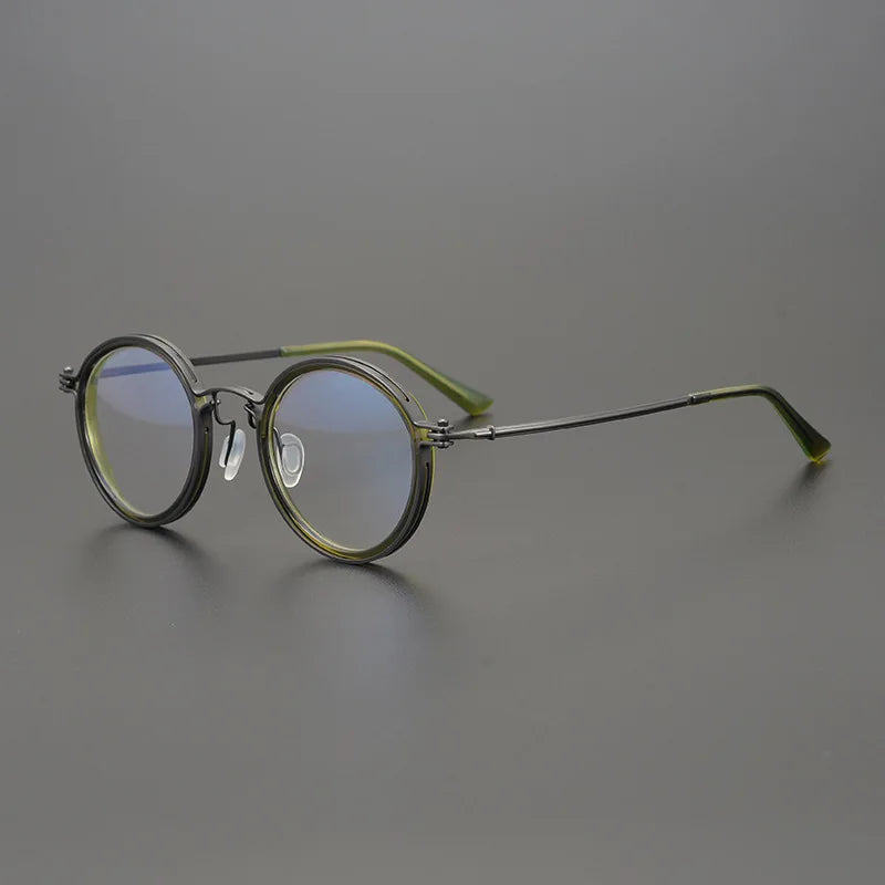 Stylish Unisex Black Titanium Acetate Round Eyeglasses - Lightweight Full Rim Frame for Men & Women - Perfect for Reading, Work, and Everyday Fashion