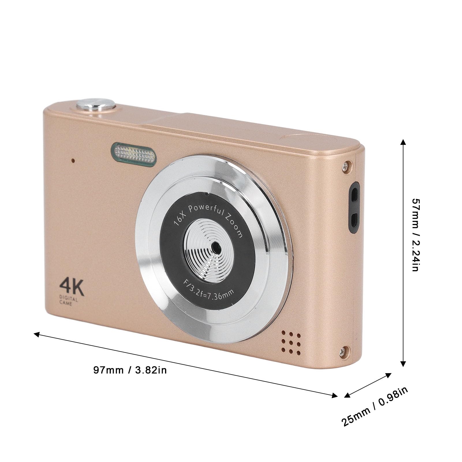 4K Digital Camera for Photography & Vlogging - 48MP, 16X Zoom, Auto Focus, Anti-Shake, Compact Point and Shoot Travel Camera (Gold) - Perfect for Travel, YouTube Videos, Family Events & Outdoor Adventures