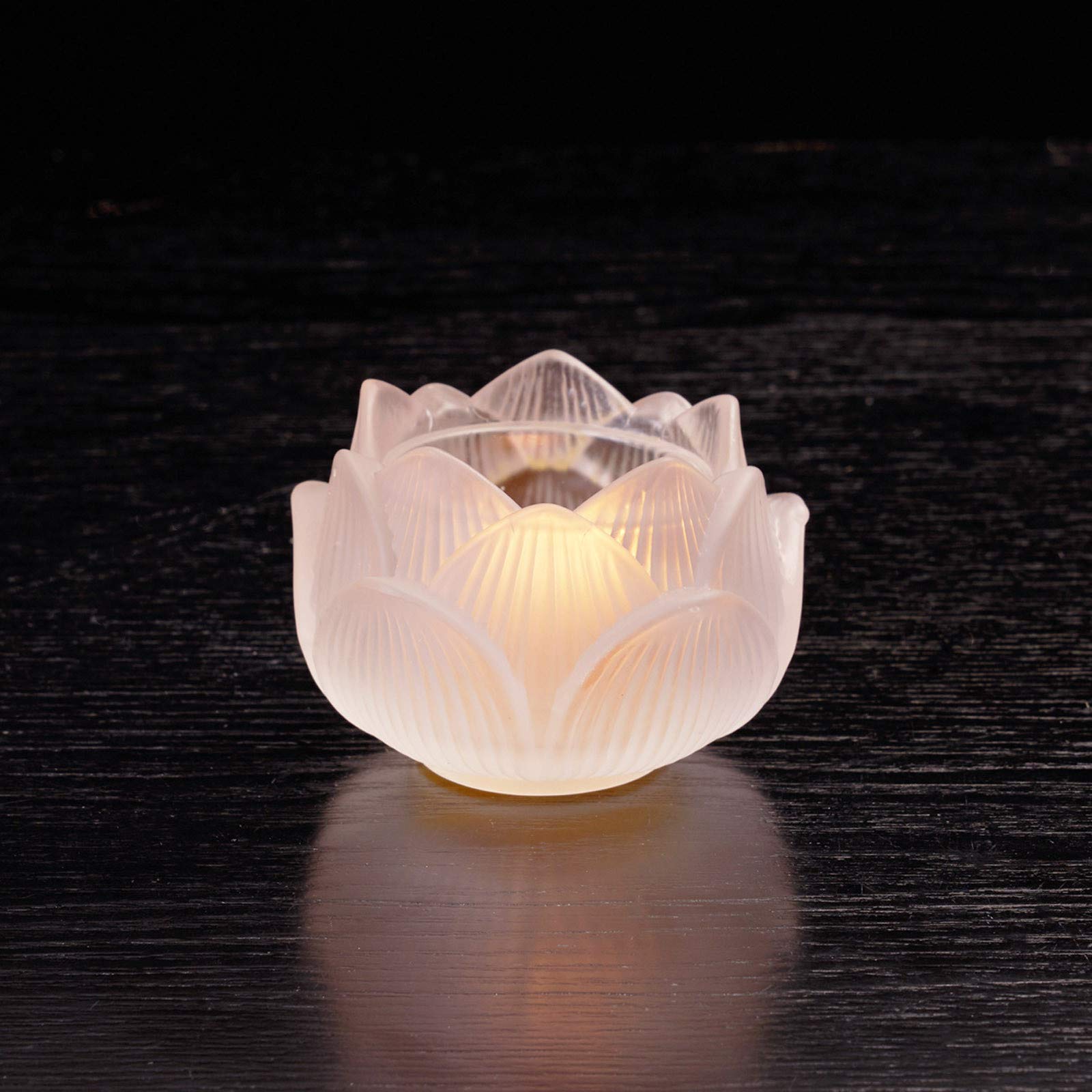Lotus Flower Candle Holders - Blossoming Statue Tea Light Votive Candlesticks for Buddha Yoga Meditation Altar Decor, Crystal Glass (Gold) - Perfect for Home Spa, Zen Decor & Relaxation Spaces