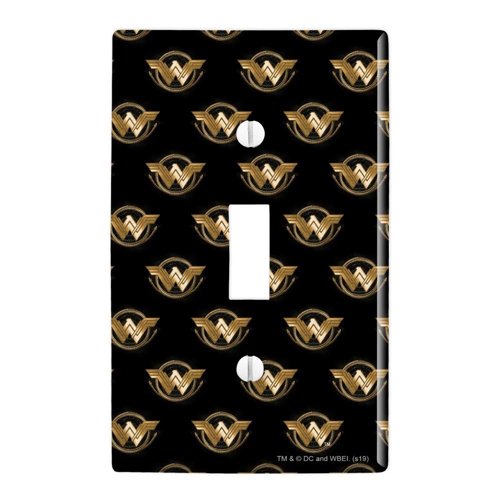 Wonder Woman Movie Golden Lasso Logo Plastic Wall Decor Light Switch Plate Cover - Superhero Home Decor for Bedroom, Living Room & Office