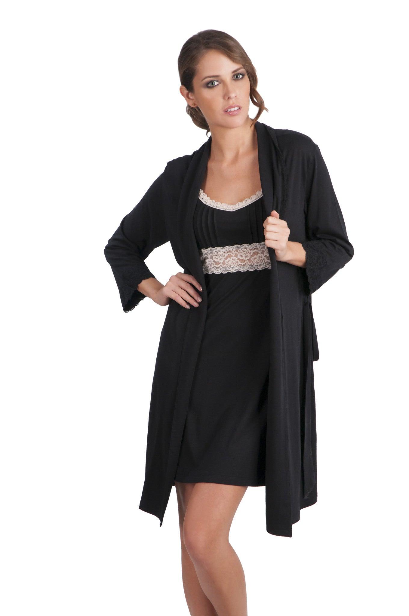 Sophie Basic 3/4 Sleeve Robe for Women - Soft Cotton Loungewear - Comfortable Bathrobe & House Dress for Relaxing at Home, Spa Days, and Mornings