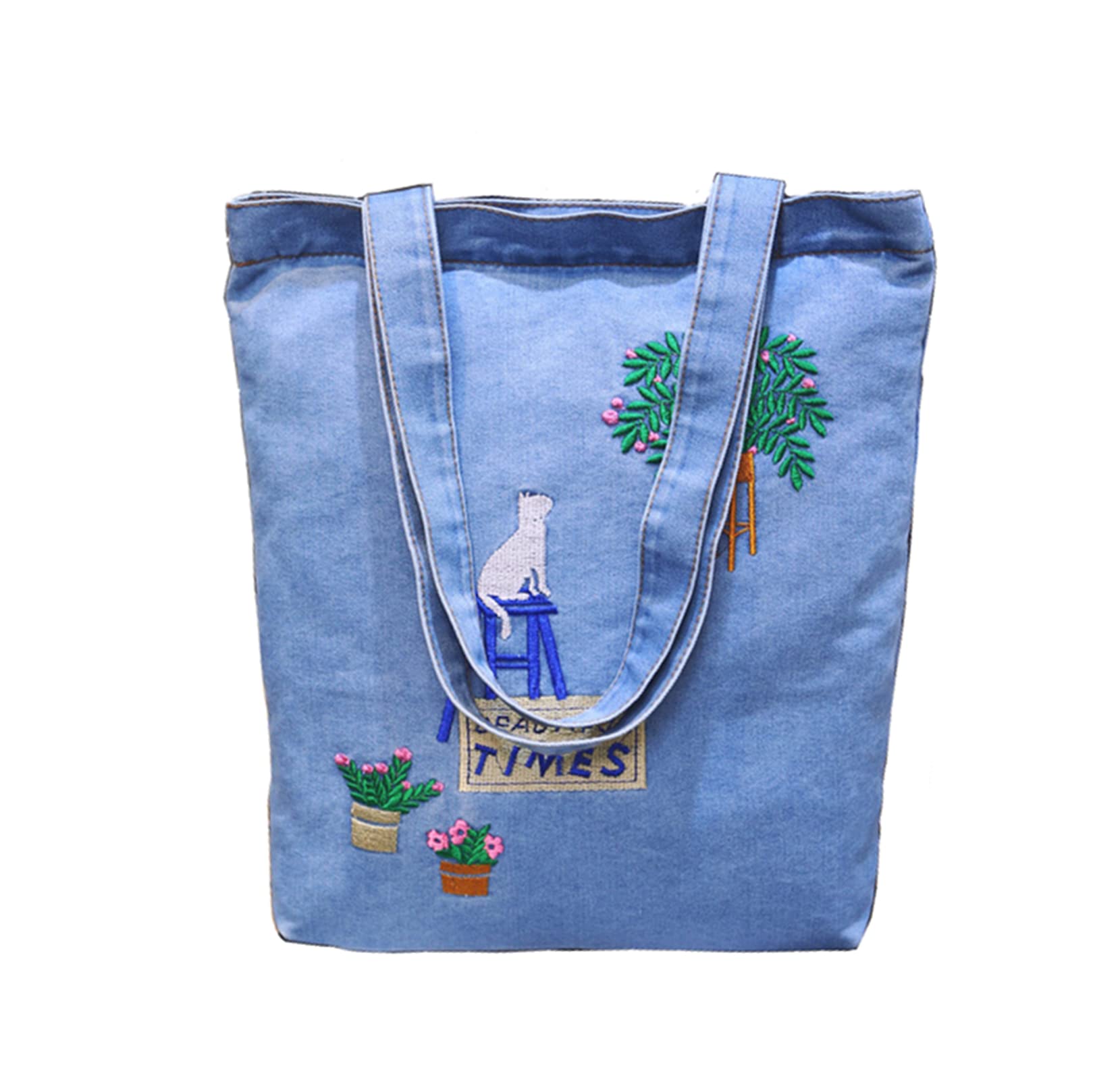 Women's Denim Tote Bag - Stylish Shoulder Bag & Crossbody Purse for Casual, School, Work & Beach | Durable Cotton Handbag for Everyday Use, Shopping & Travel